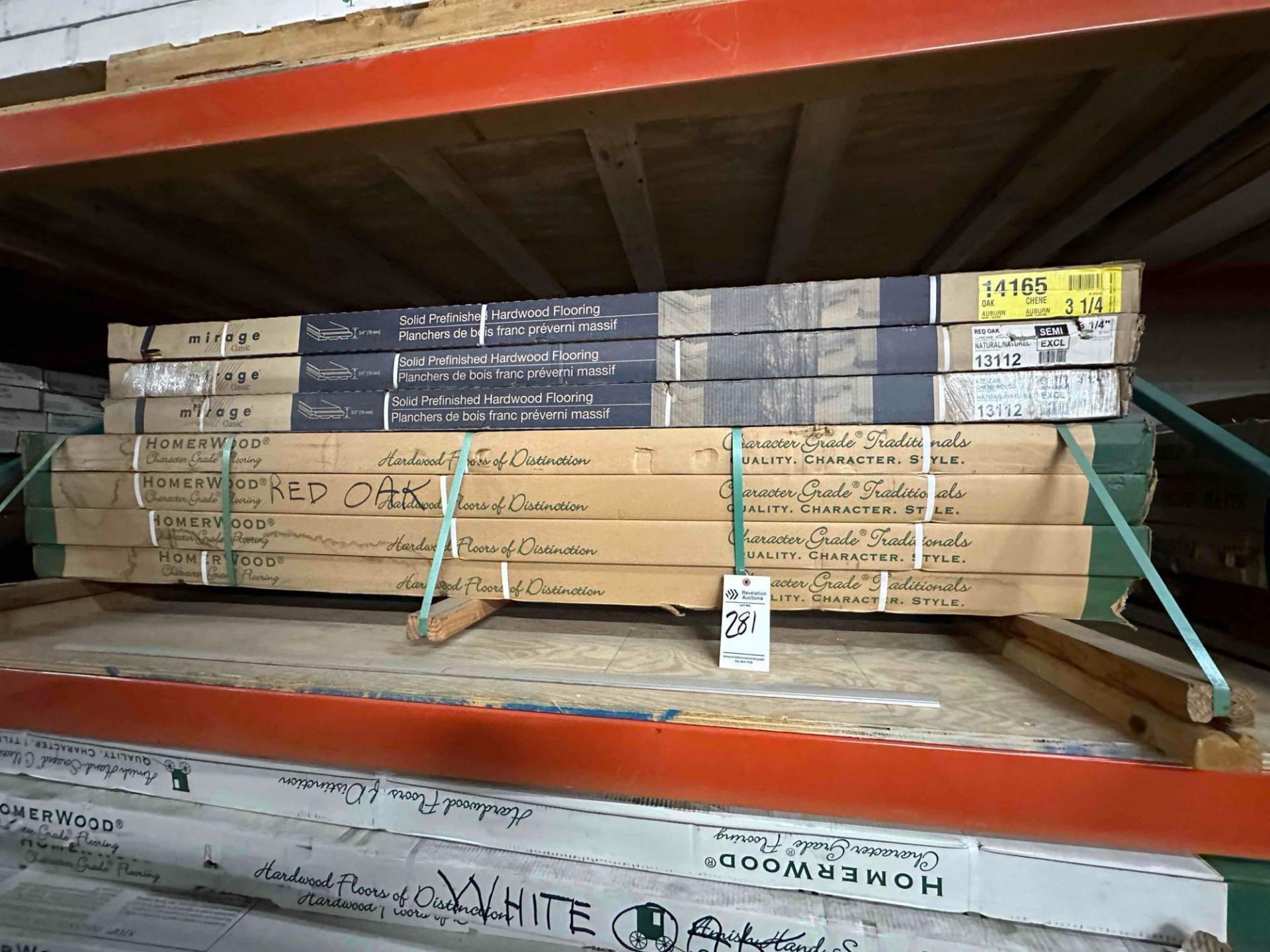 APPROX. 16 BOXES OF HOMERWOOD RED OAK AND 3 BOXES OF MIRAGE RED OAK/OAK