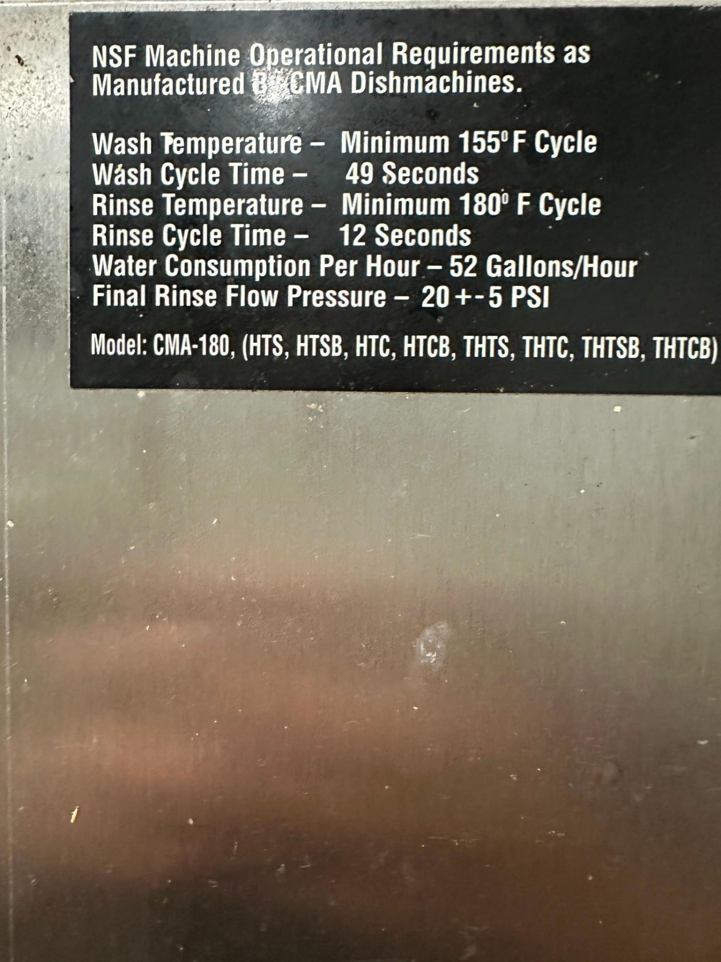 CMA HTCB UPRIGHT HIGH TEMPERATURE DISHWASHER - Image 8 of 8