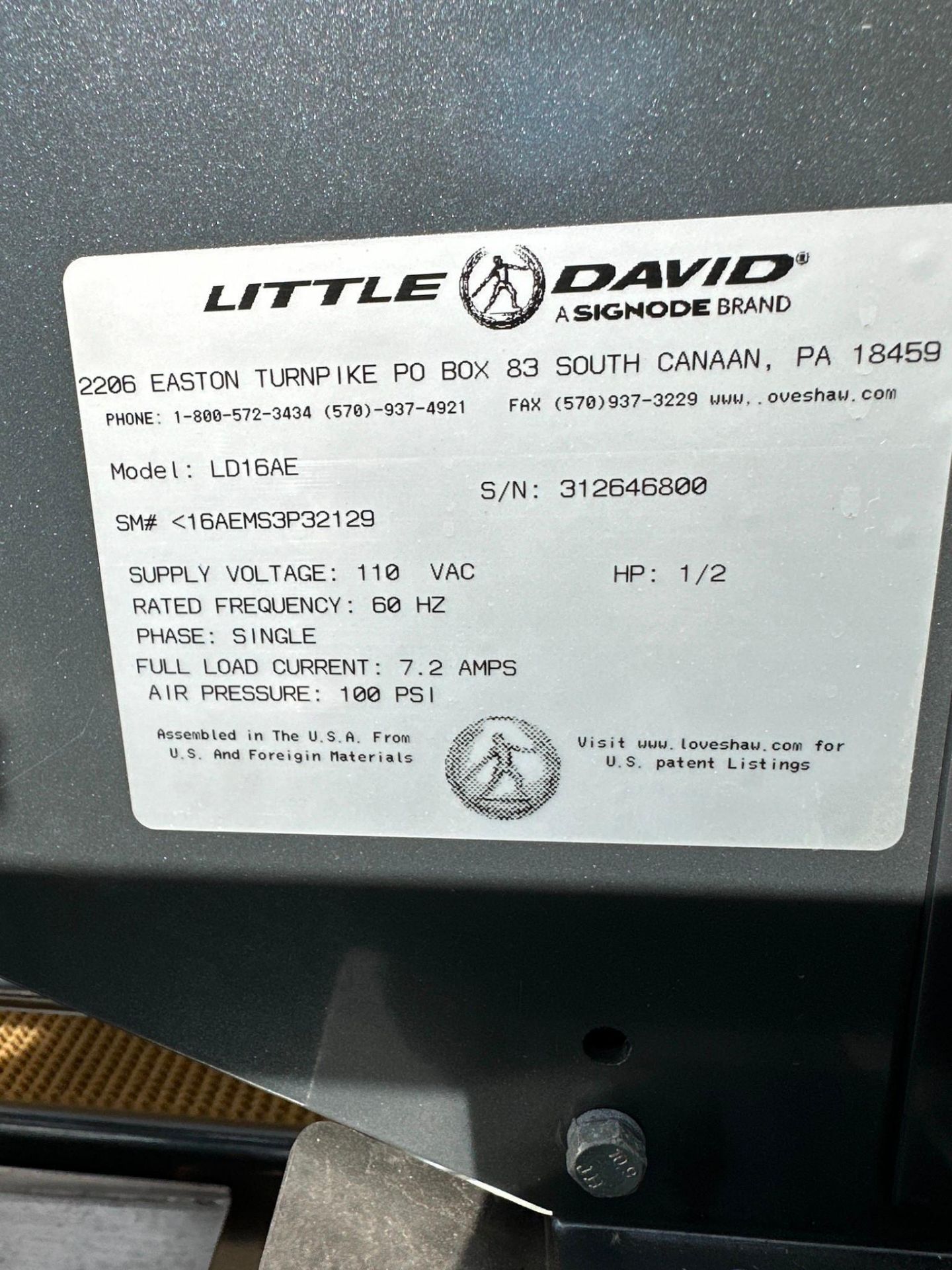 LOVESHAW LITTLE DAVID LD-16AE FULLY AUTOMATIC CASE SEALER (NEW/NEVER USED) - Image 8 of 8