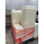SKID OF FLAT AND PERFORATED PLASTIC TRAYS