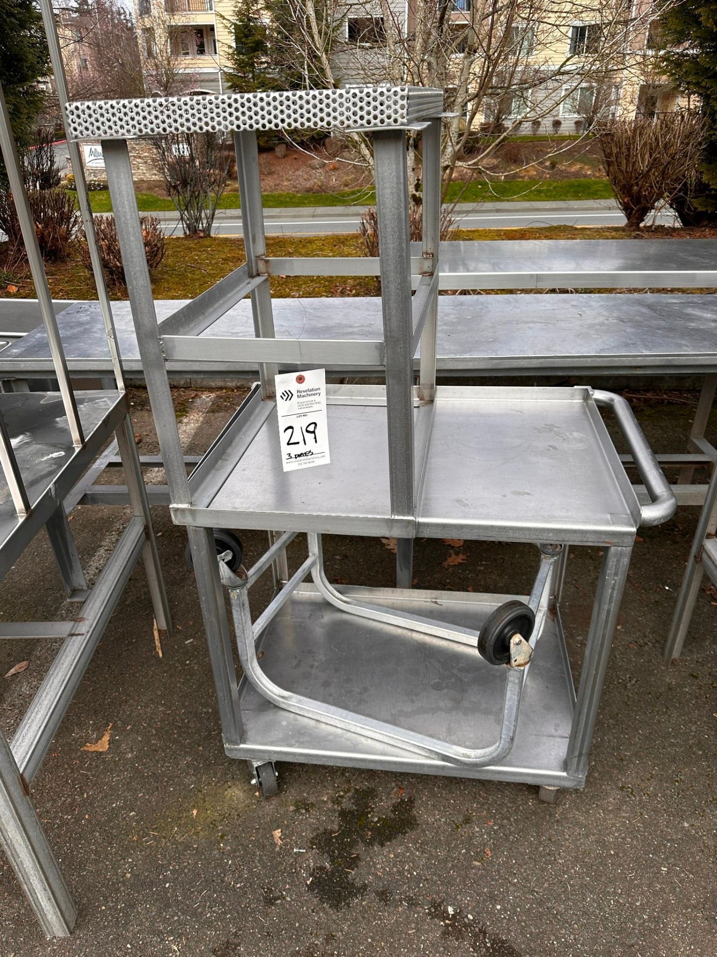 STAINLESS ROLLER CARTS AND SMALL TABLE