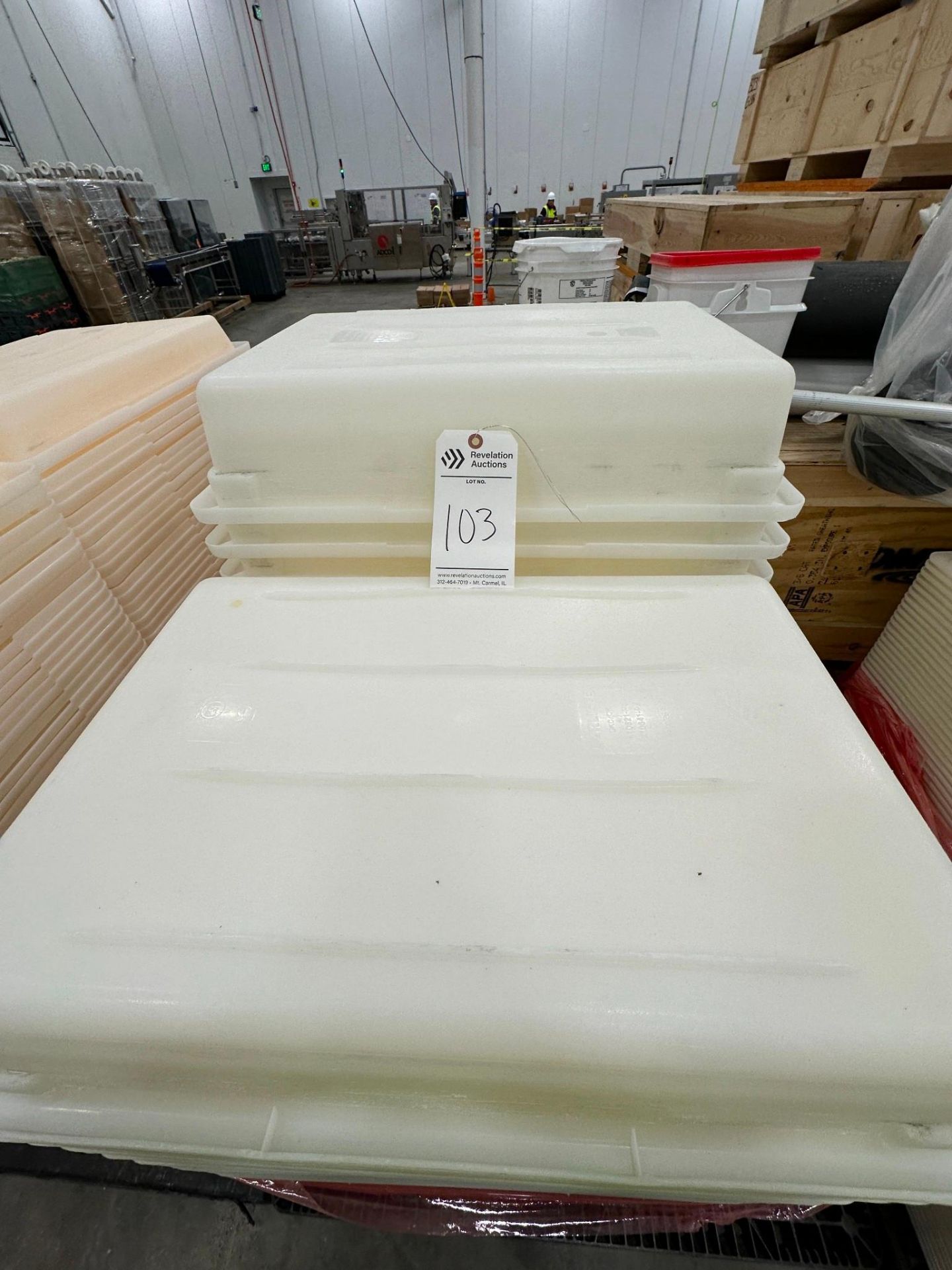 SKID OF FLAT AND PERFORATED PLASTIC TRAYS
