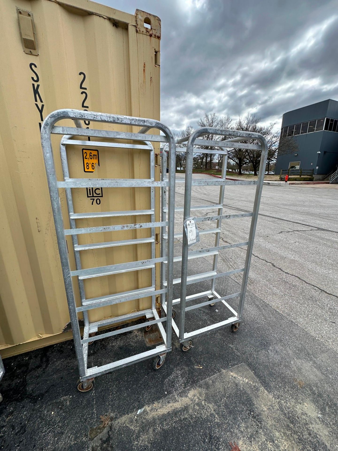 LOT OF (2) MOBILE PAN RACKS