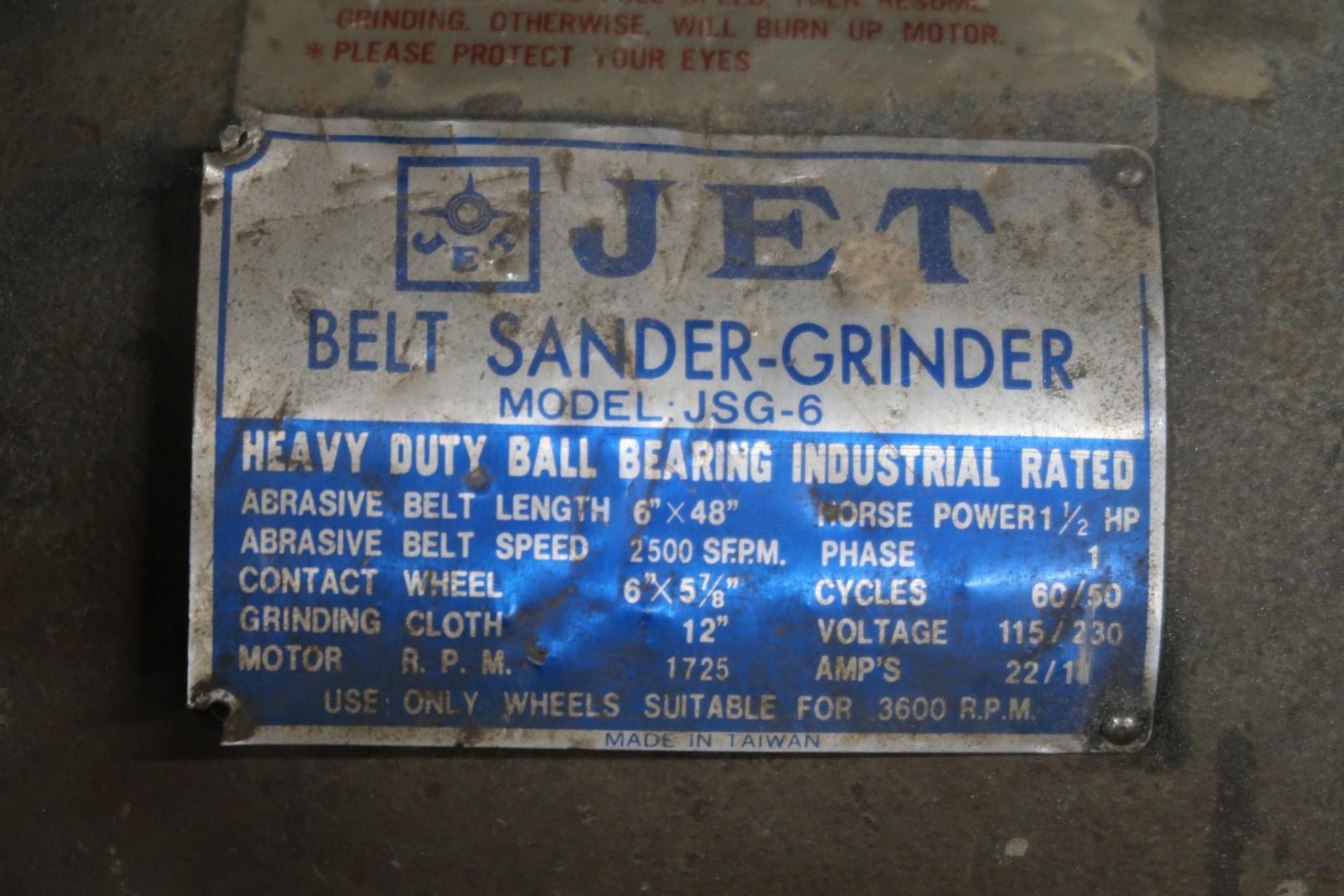 JET JSG-6 BELT SANDER GRINDER - Image 3 of 3