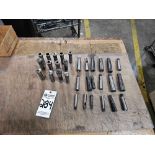 (13) R8 COLLETS, (18) TAPER ADAPTERS