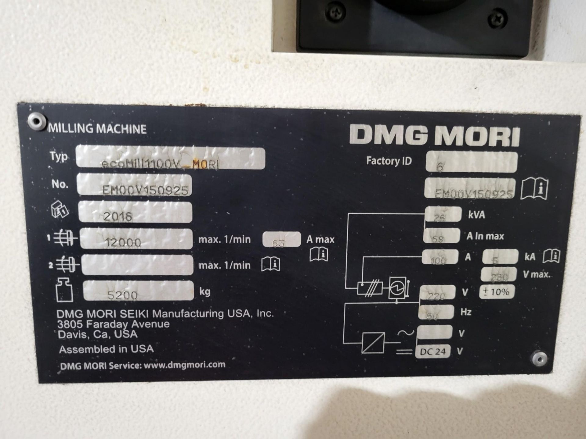 2016 DMG MORI ECOMILL 1100V VERTICAL MACHINING CENTER - Image 22 of 24