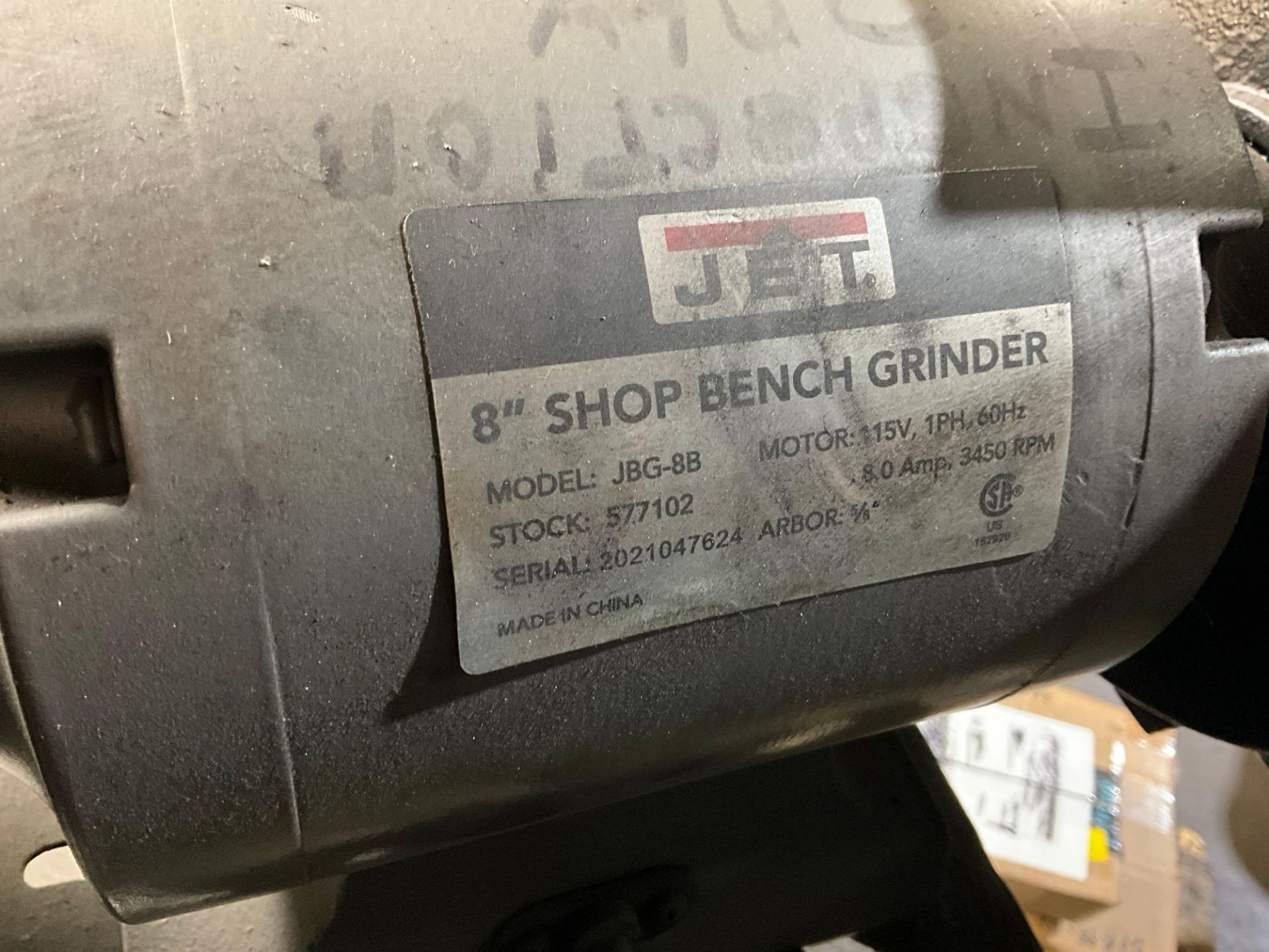 JET 8 INCH SHOP BENCH GRINDER - Image 3 of 3