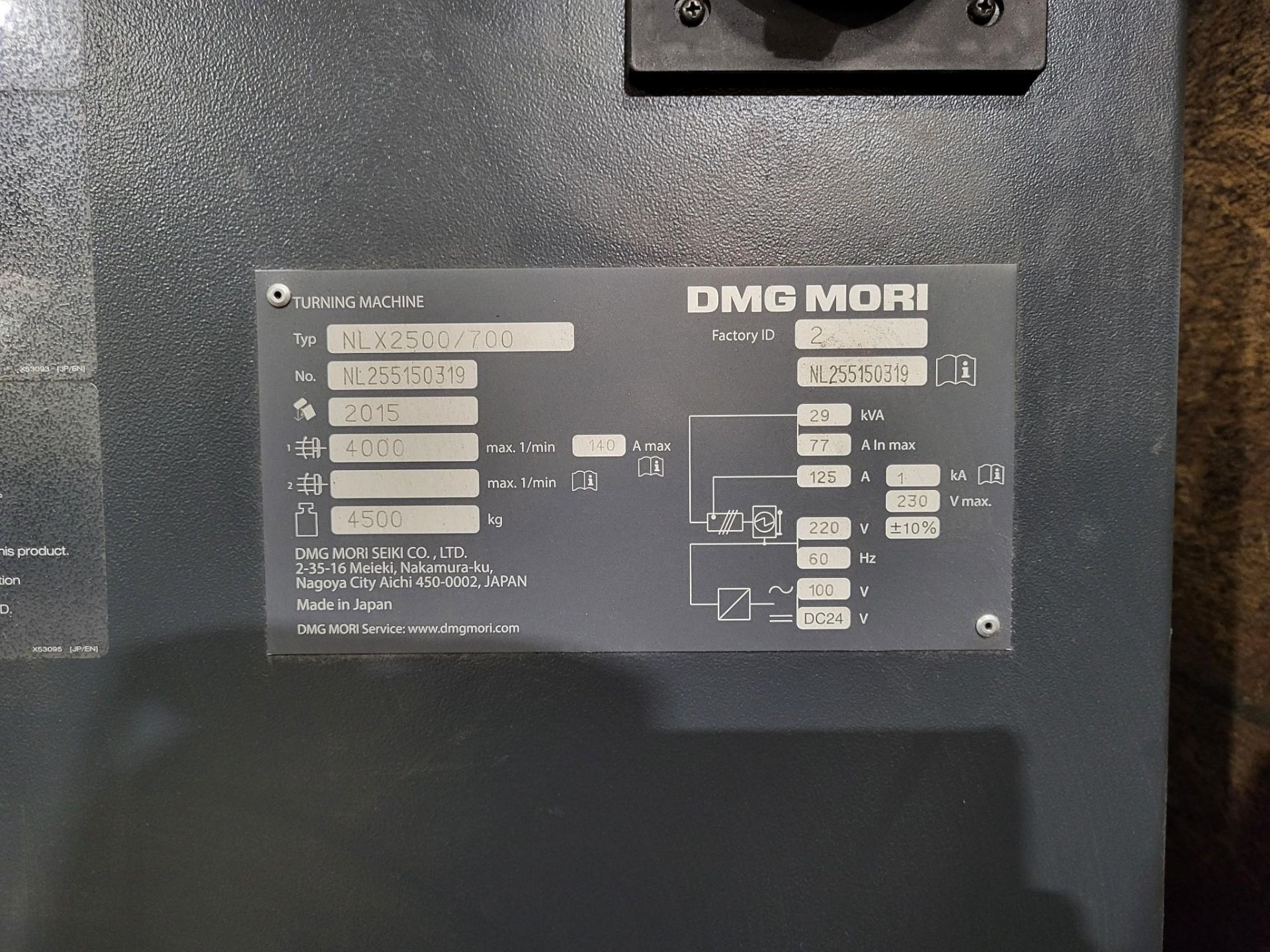 2015 DMG MORI NLX 2500/700 CNC TURNING CENTER - Image 12 of 24