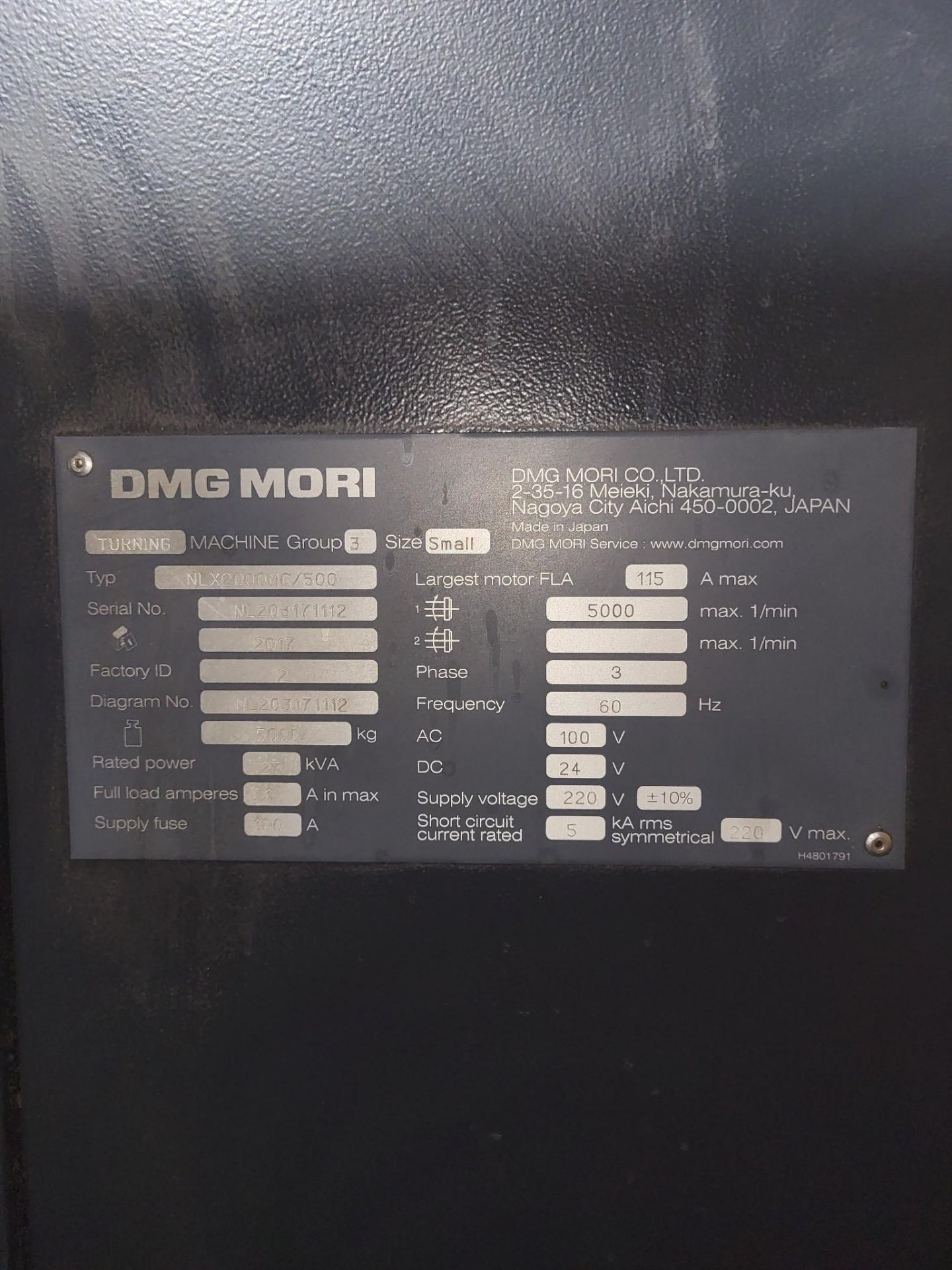 2017 DMG MORI NLX 2000 MC/500 CNC TURNING CENTER W/ LIVE MILLING - Image 17 of 17