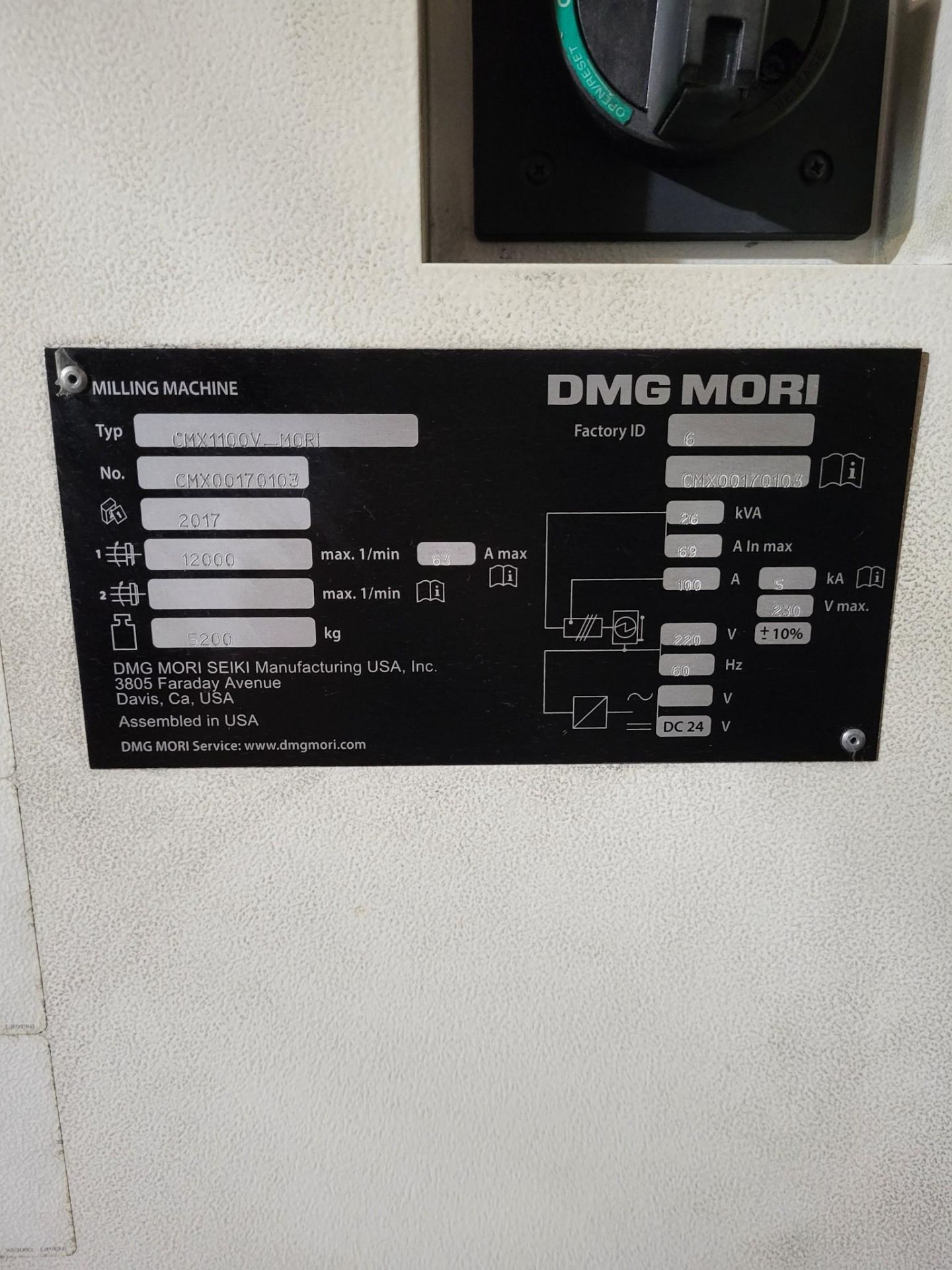 2017 DMG MORI CMX 1100V VERTICAL MACHINING CENTER - Image 24 of 27
