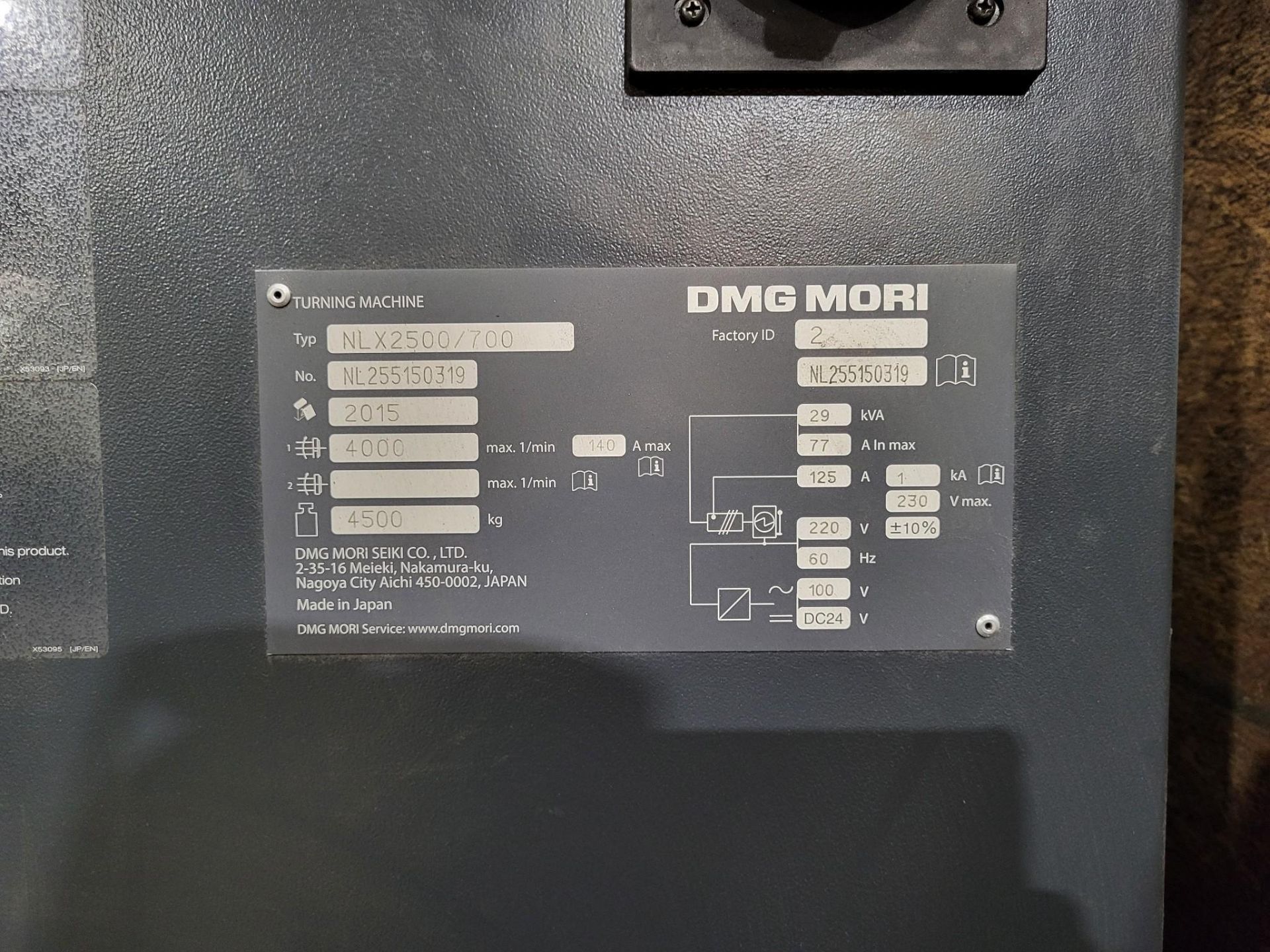 2015 DMG MORI NLX 2500/700 CNC TURNING CENTER - Image 11 of 23