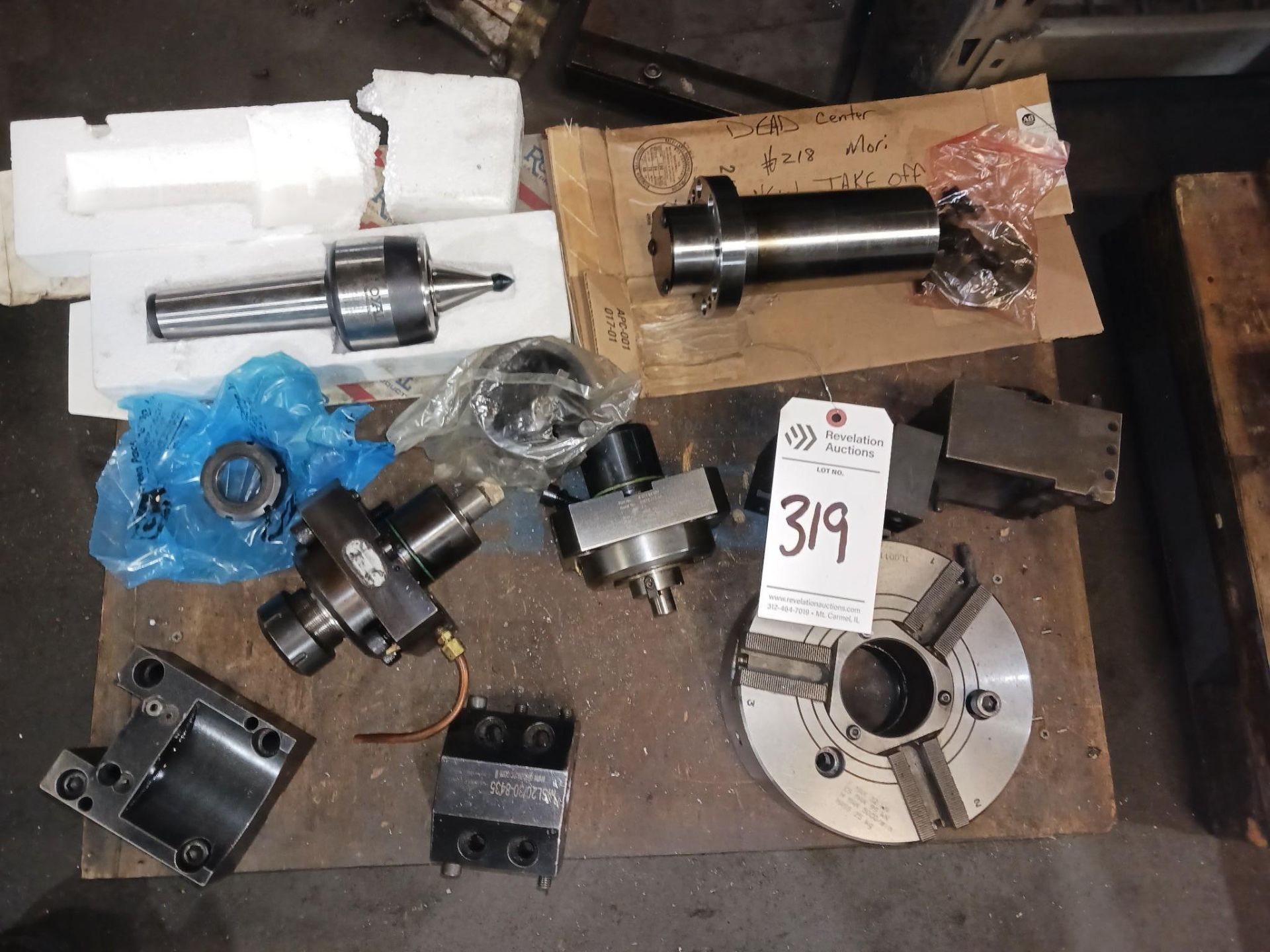 MORI NL-2000 TOOLING INCLUDING LOVE TOOL HOLDERS AND 8" CHUCK, ROYAL MT5 CENTER, MP4 DEAD CENTER