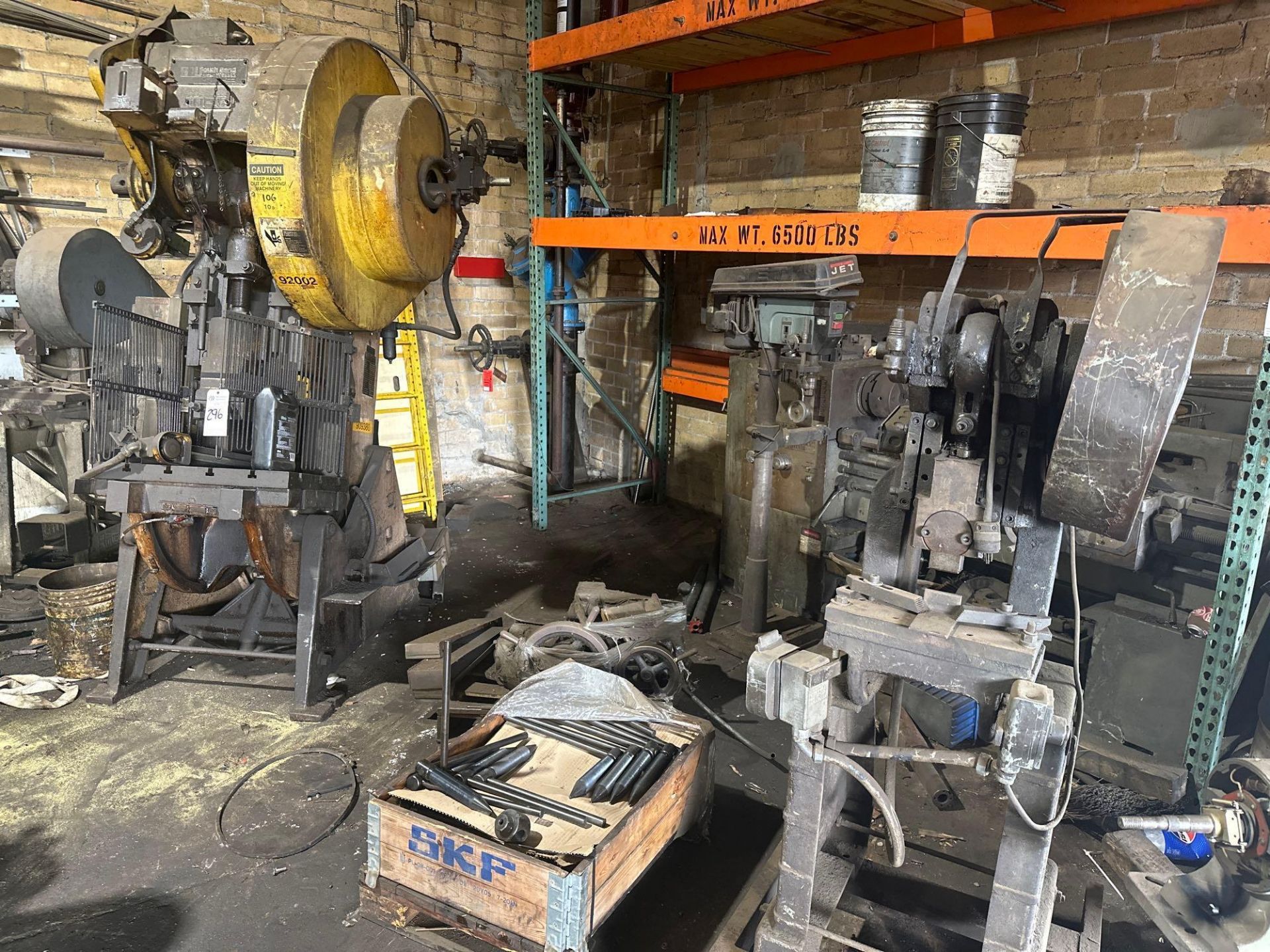 (2) OBI PRESSES (ROUSSELLE AND SOUTH BEND), SUMMIT LATHE, (2) DRILL PRESSES