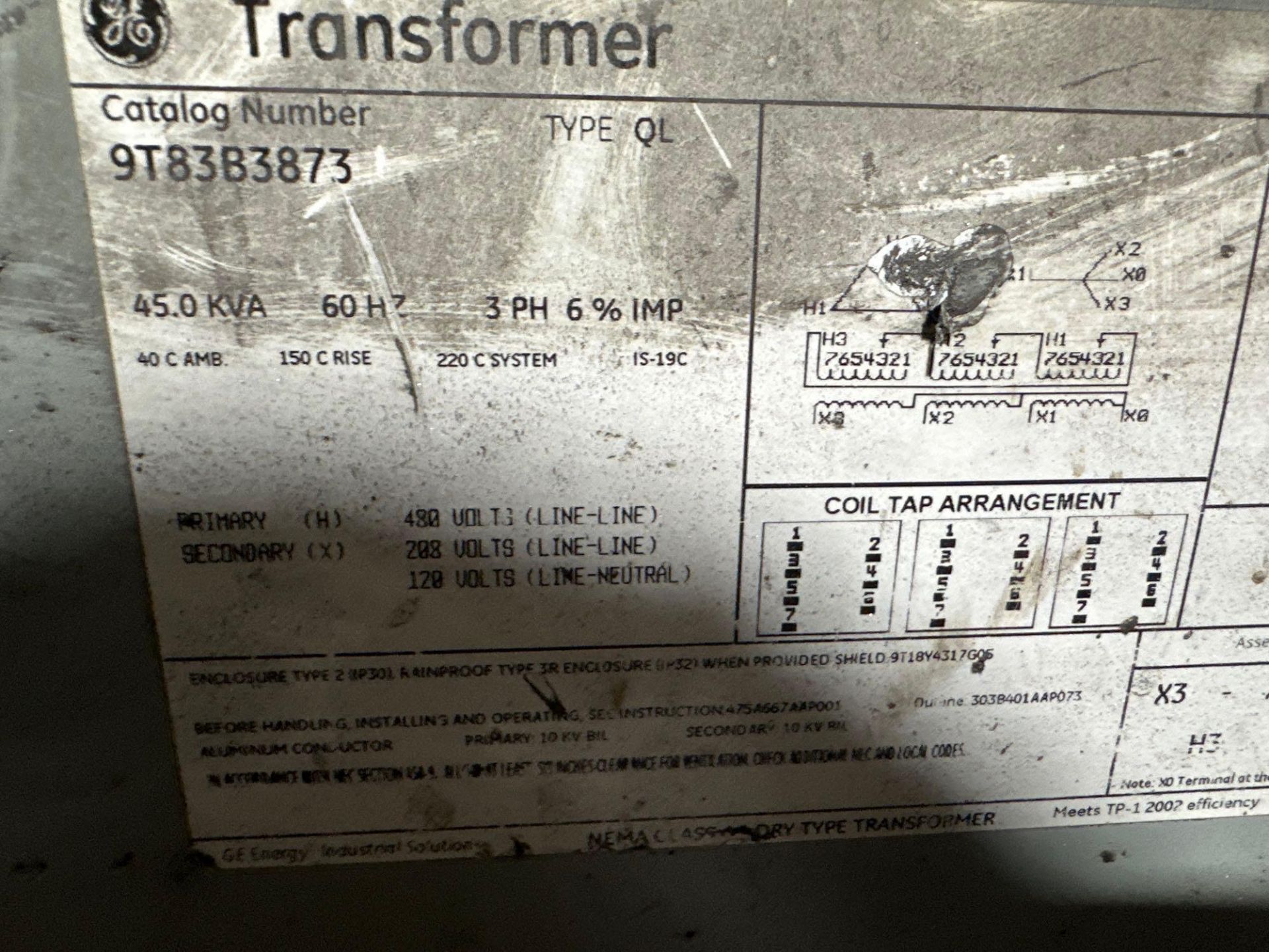 GE 45 KVA TRANSFORMER - Image 2 of 3