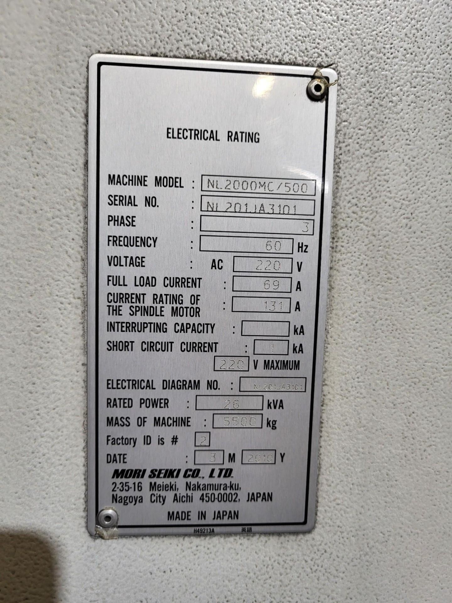 2010 MORI SEIKI NL 2000 MC/500 CNC TURNING CENTER W/ LIVE MILLING - Image 18 of 20