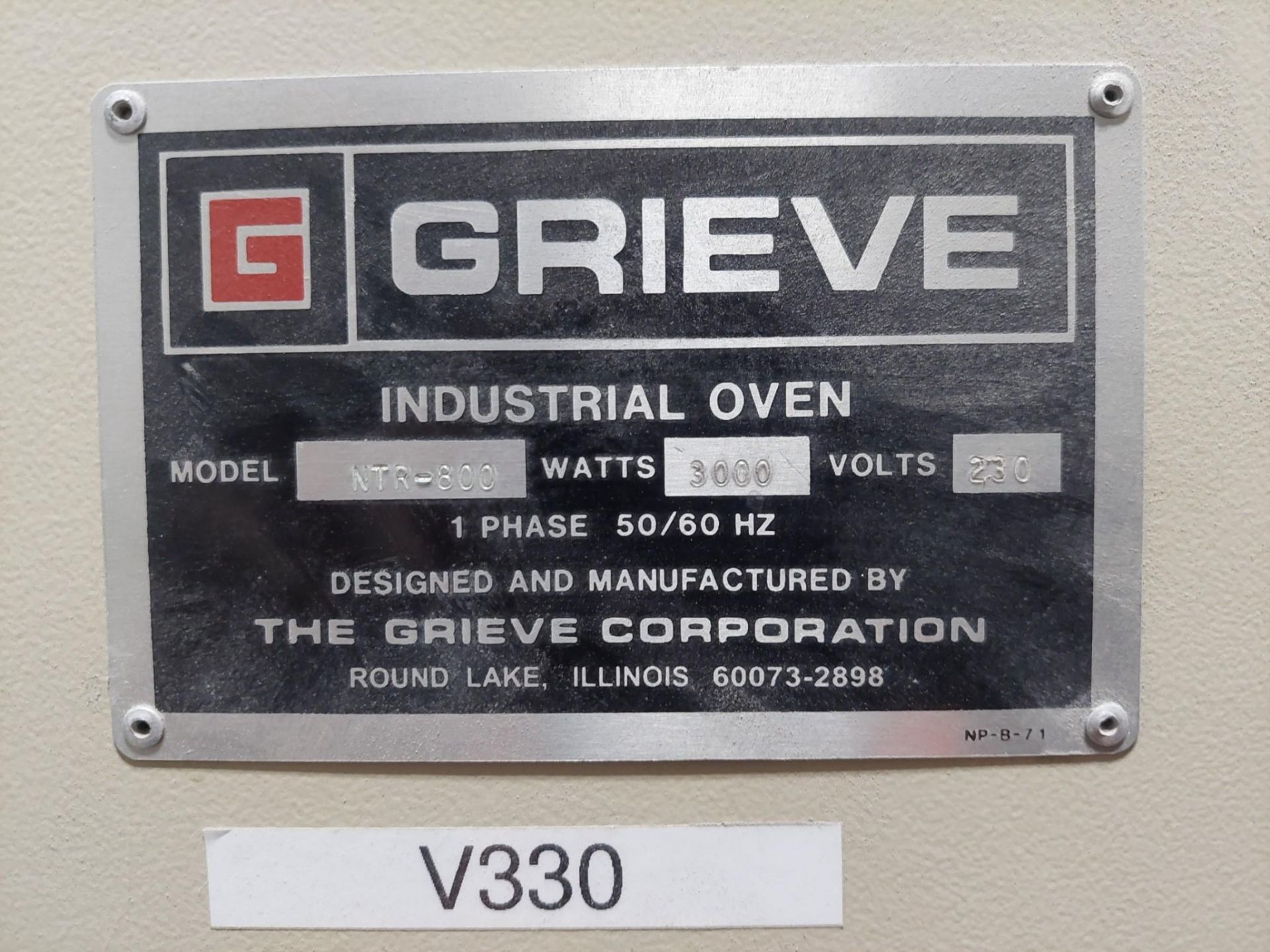 GRIEVE MODEL NTR-800 INDUSTRIAL OVEN - Image 11 of 12