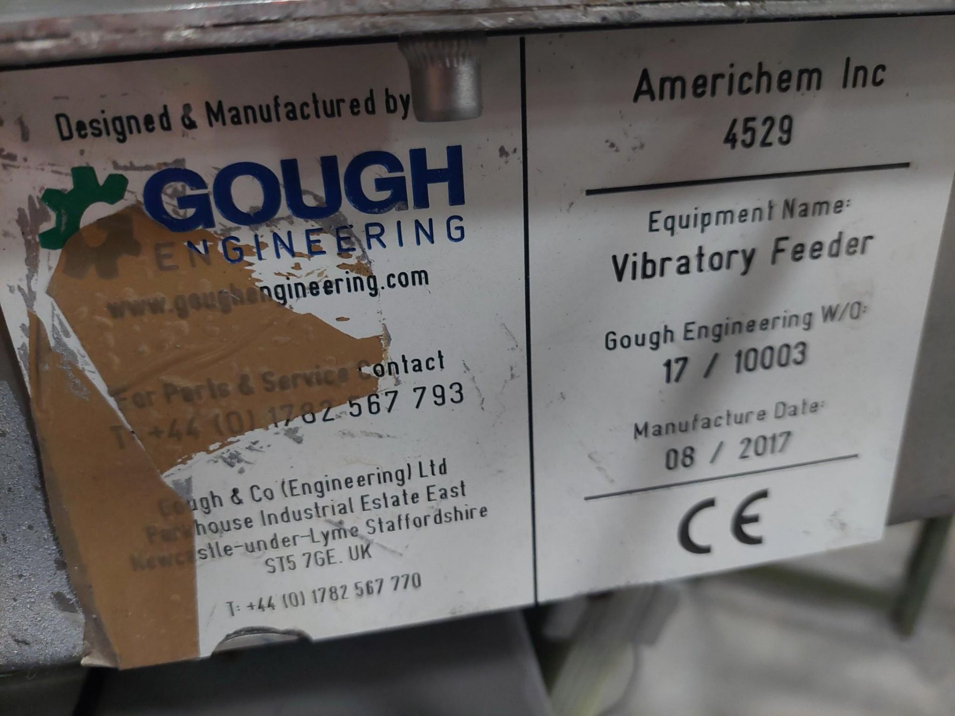 GOUGH ENGINEERING 8" X 48" VIBRATORY FEEDER STAINLESS STEEL ON STAND 8" FEED OPENING. - Image 7 of 7