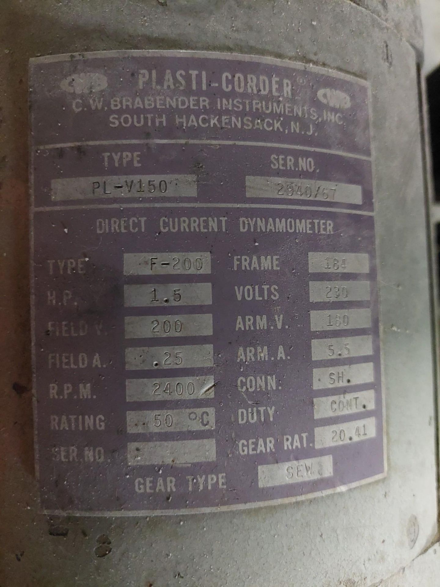 BRABENDER PLASTI-CORDER 1.5 HP W/ CHART RECORDER - Image 17 of 18