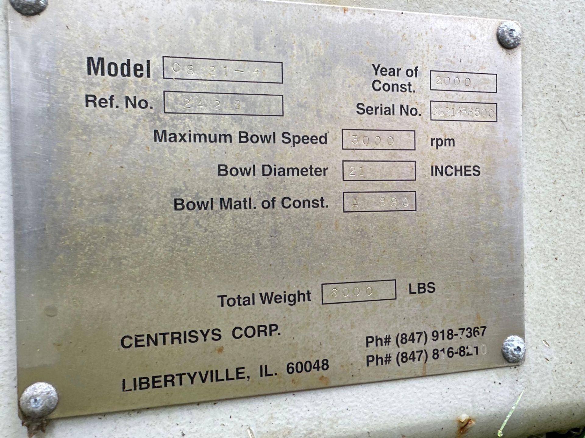 CENTRISYS CS21-4 DECANTER CENTRIFUGE SYSTEM - Image 7 of 7