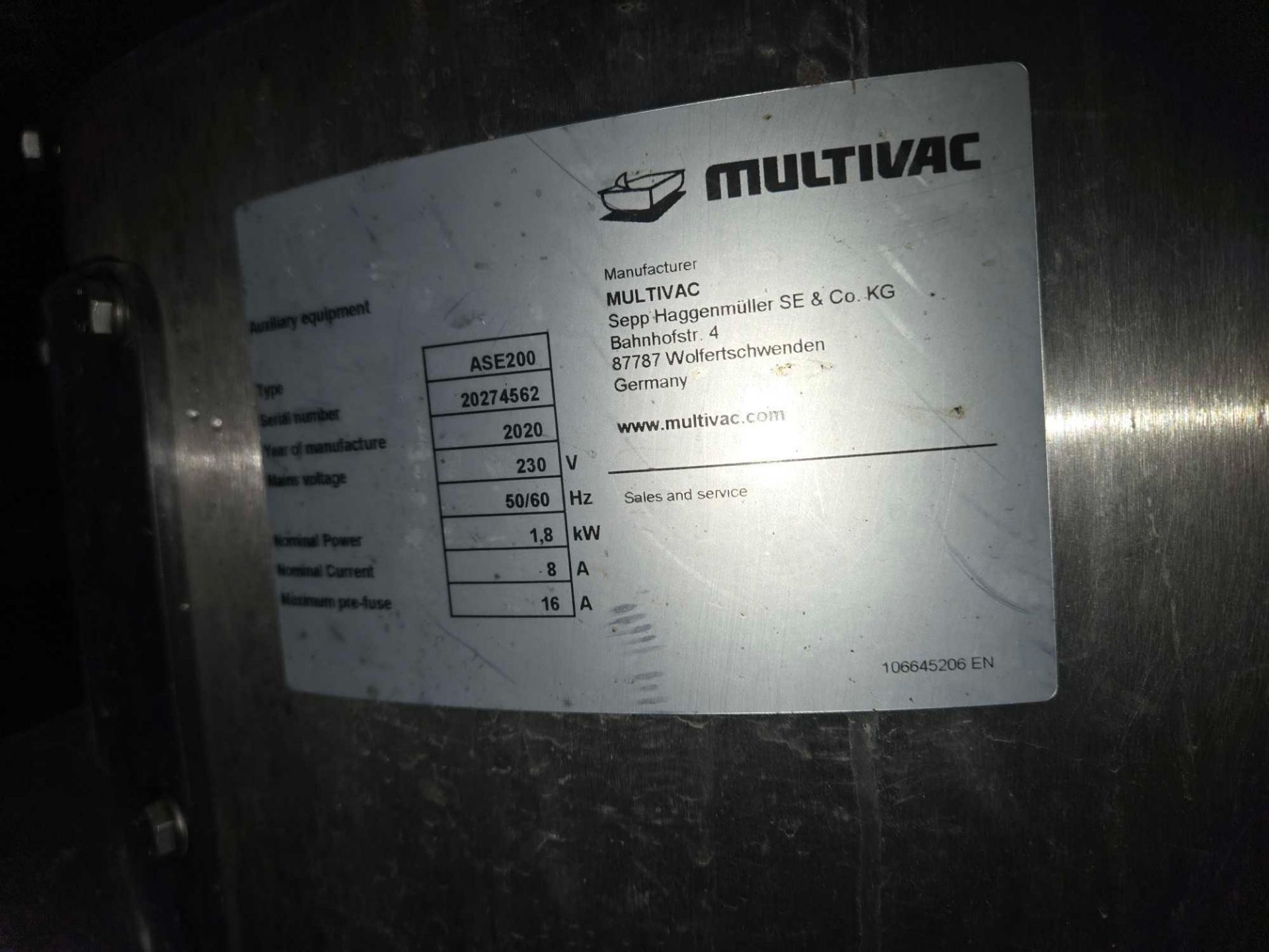 MULTIVAC EXCESS FILM VACUUM TANK - Image 7 of 8