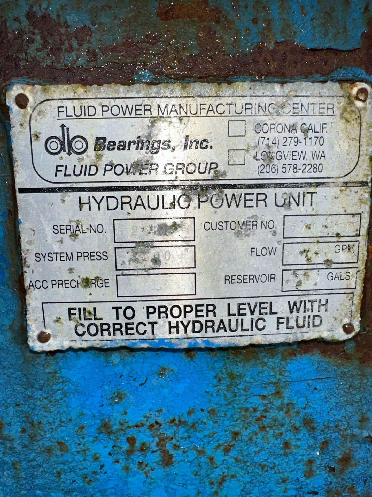 BEARINGS INC HYDRAULIC POWER UNIT - Image 6 of 6