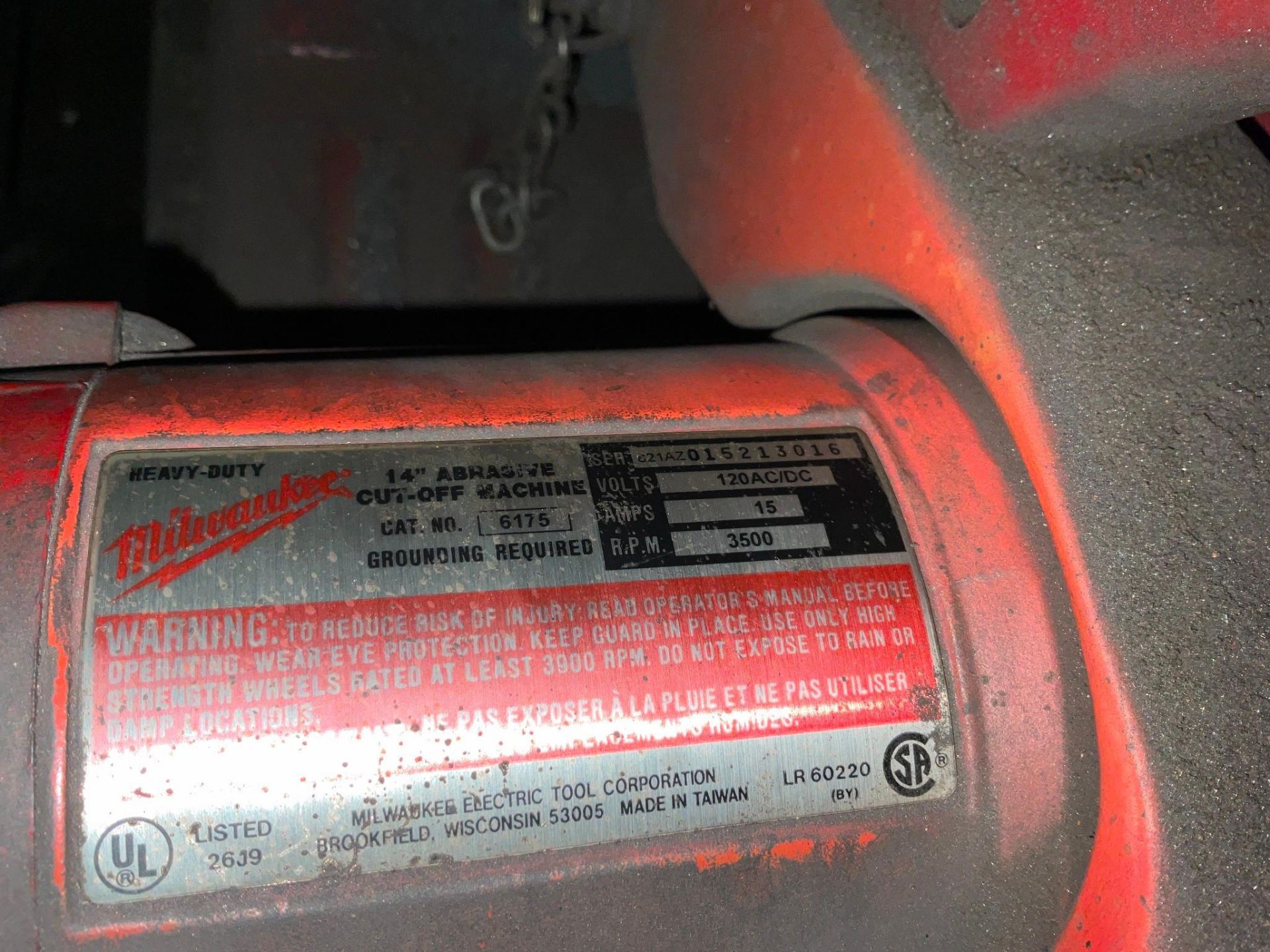 MILWAUKEE 6175 14" ABRASIVE CUT-OFF MACHINE - Image 6 of 6