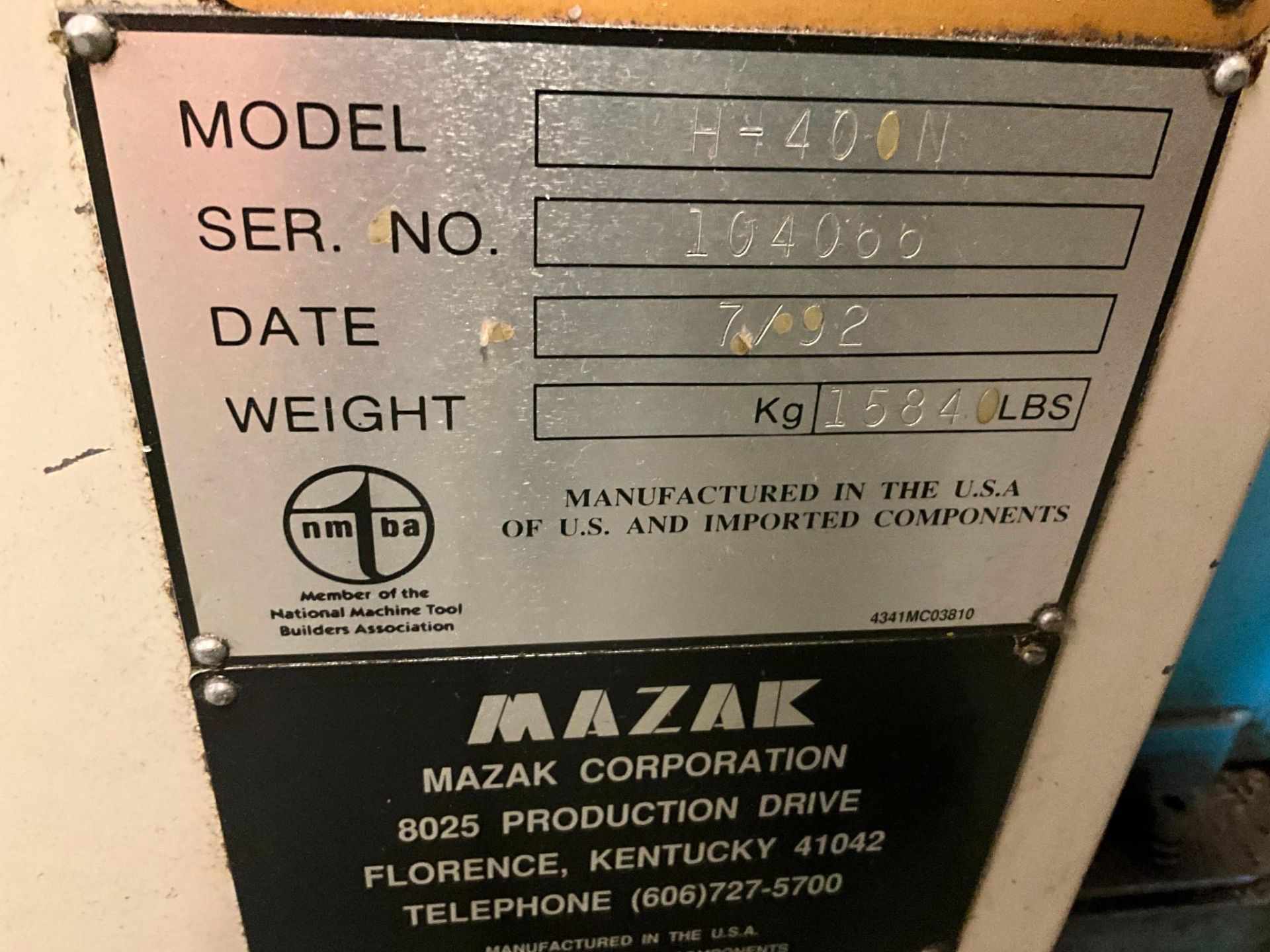 MAZAK MAZATECH H-400N MACHINING CENTER, 1992 - Bild 18 aus 23
