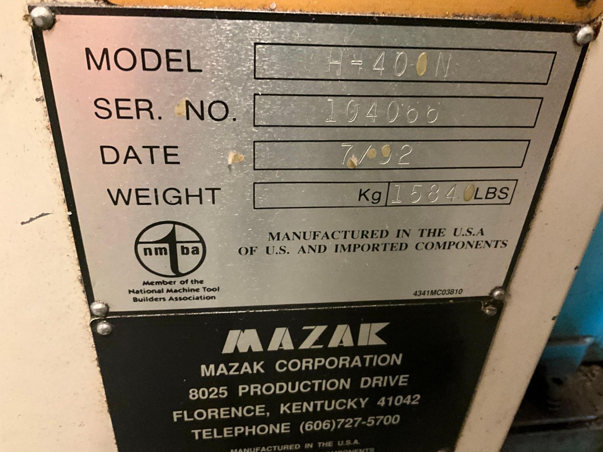 MAZAK MAZATECH H-400N MACHINING CENTER, 1992 - Image 18 of 23