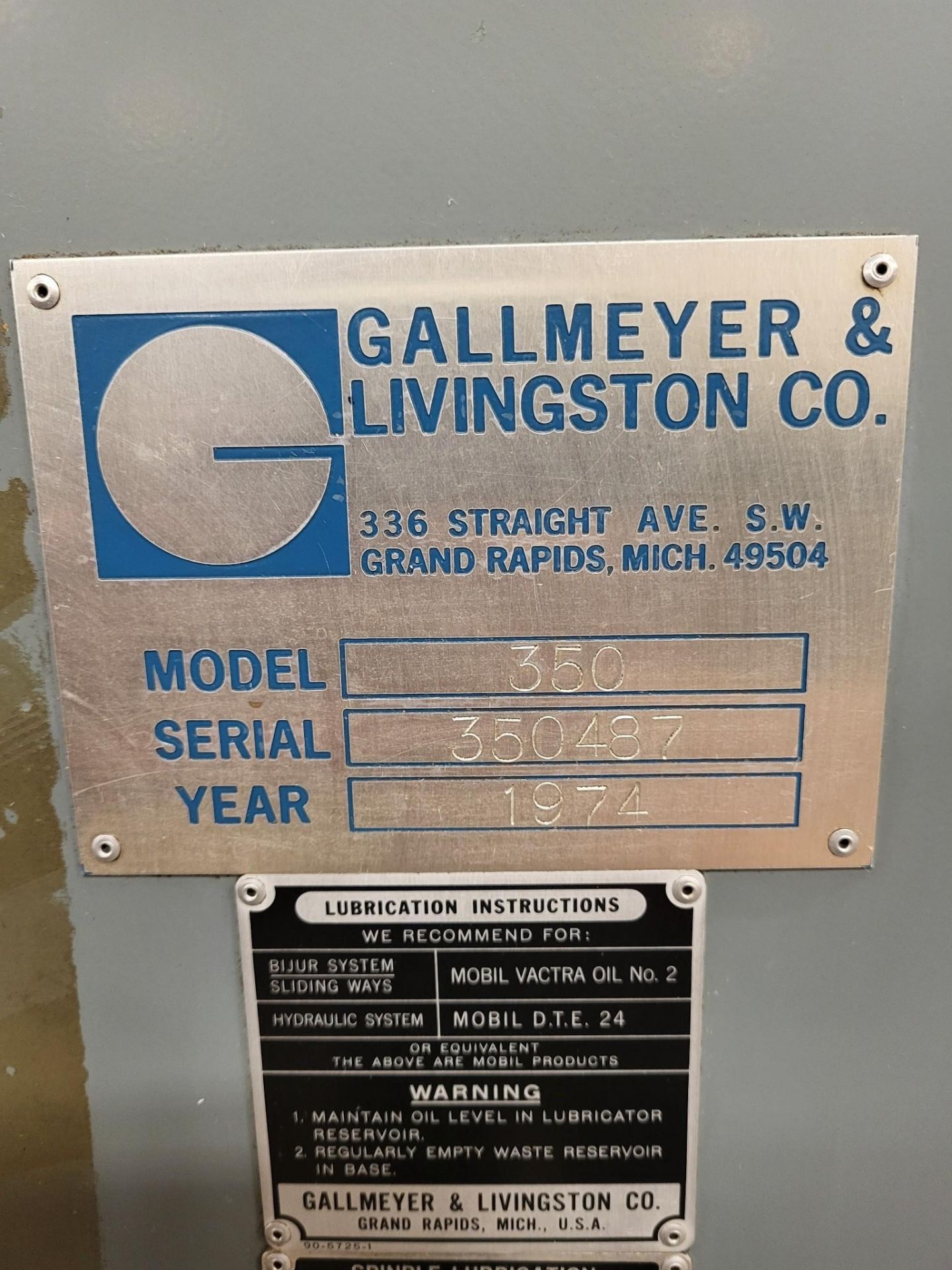 GALLMEYER AND LIVINGSTON SURFACE GRINDER 350 - Image 11 of 11