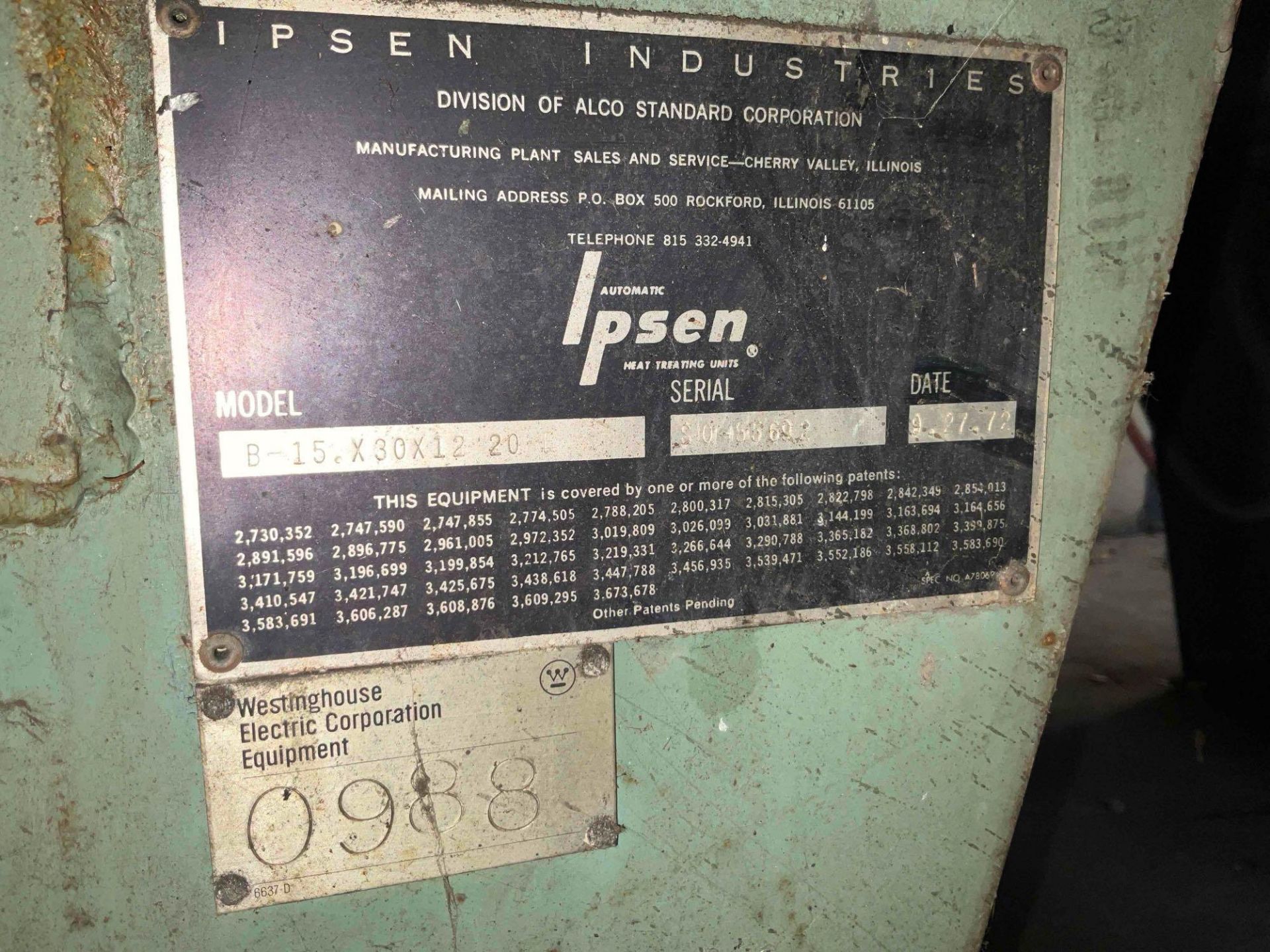 IPSEN B-15 X30X12 20-E OVEN, 1972 - Image 7 of 8