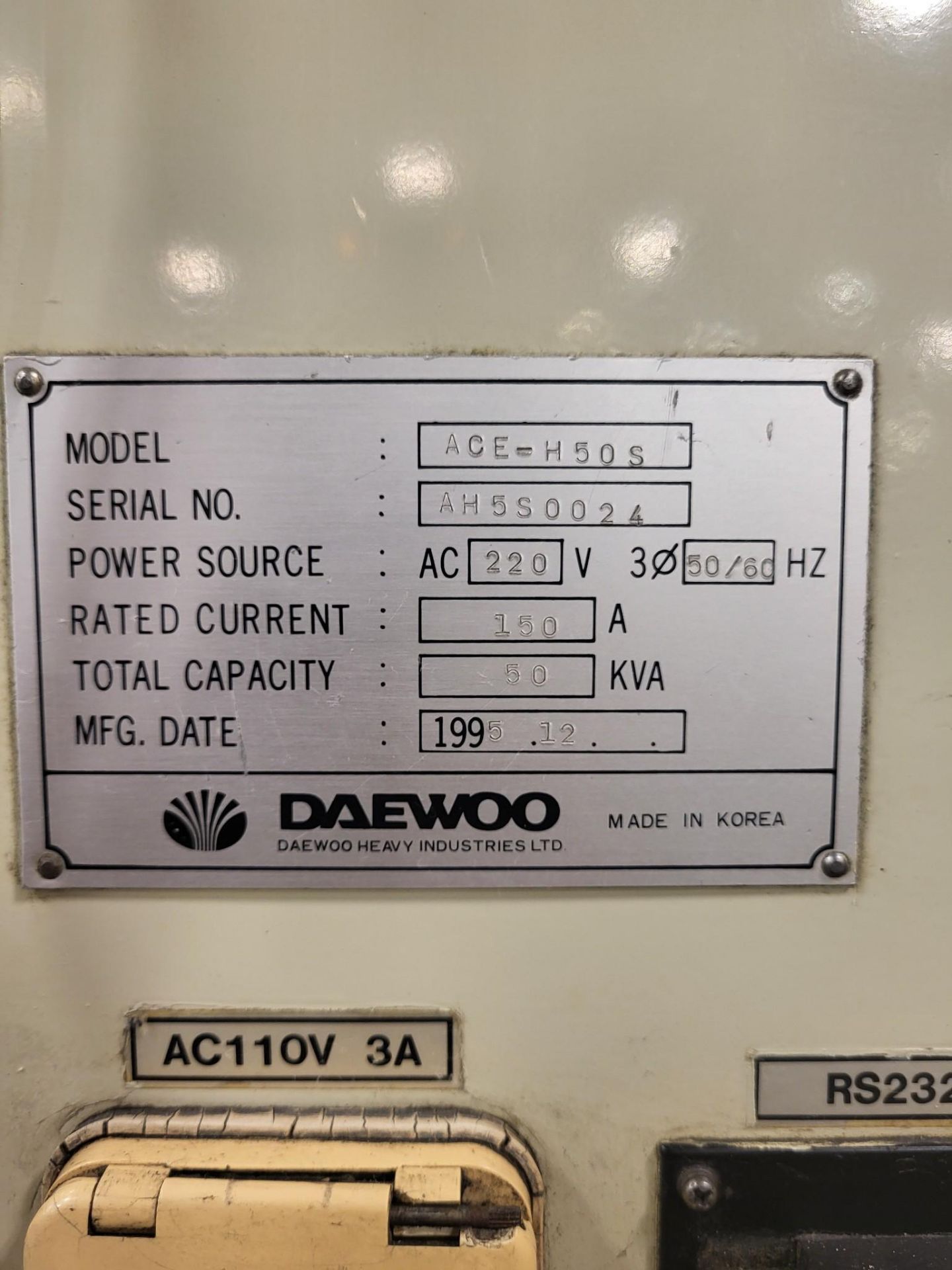 1995 DAEWOO ACE-H50S HORIZONTAL MACHINING CENTER - Image 20 of 23