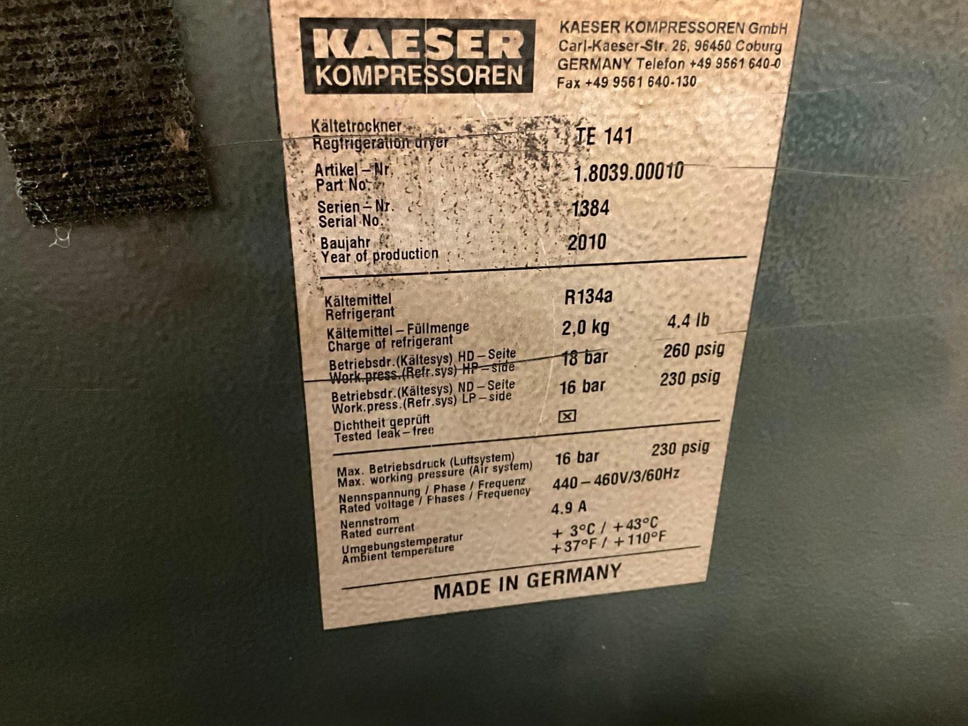 KAESER DS 140 100 HP ROTARY SCREW AIR COMPRESSOR, 1997 - Image 13 of 18