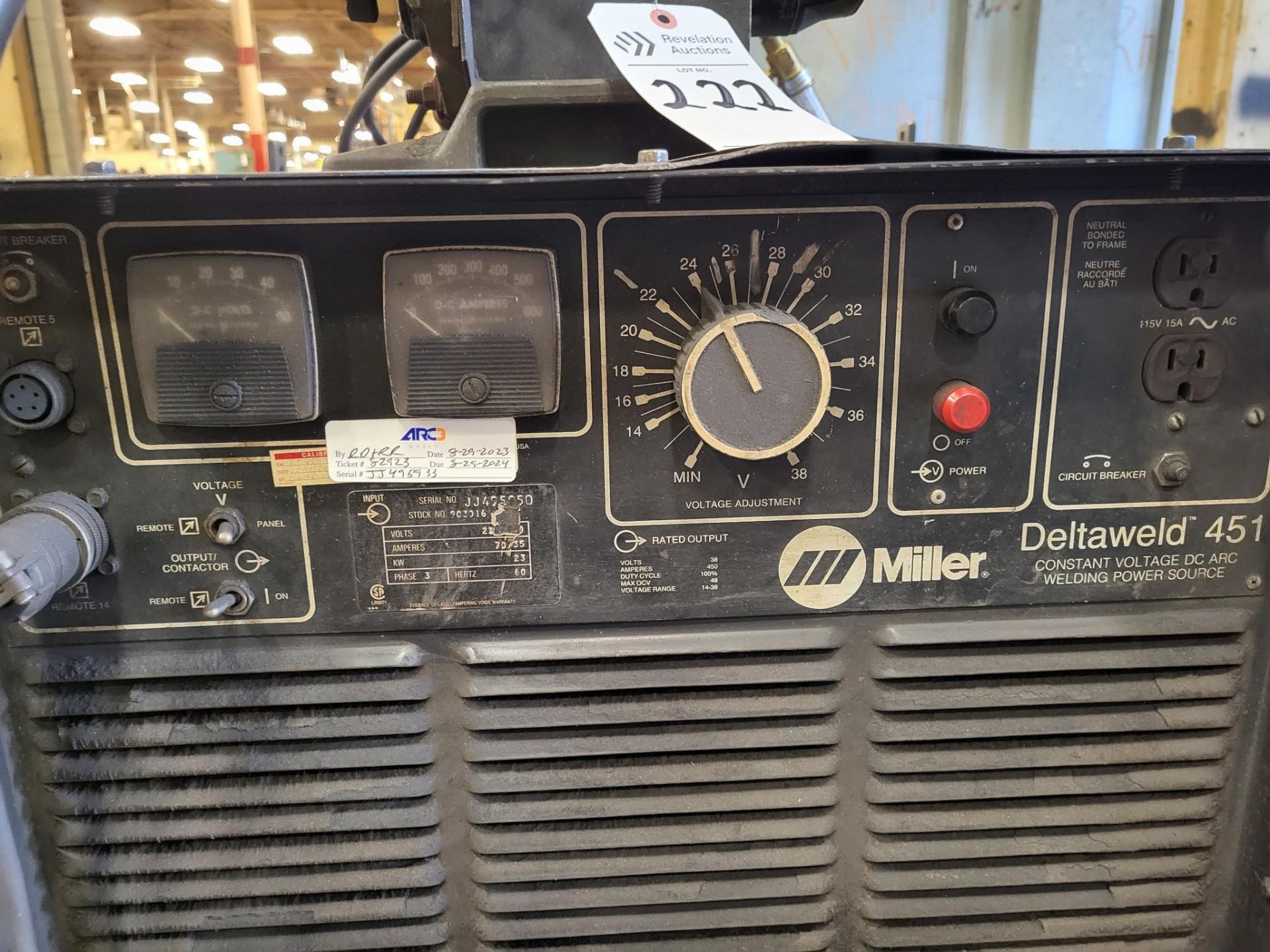 MILLER DELTAWELD 451 CONSTANT VOLTAGE DC WELDING POWER SOURCE - Image 8 of 11