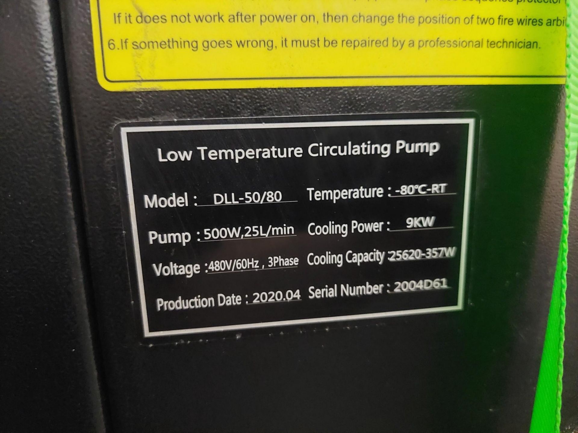 -80C LOW TEMPERATURE CIRCULATIN PUMP DLL-50/80 MFG,. 2020 - Image 7 of 12