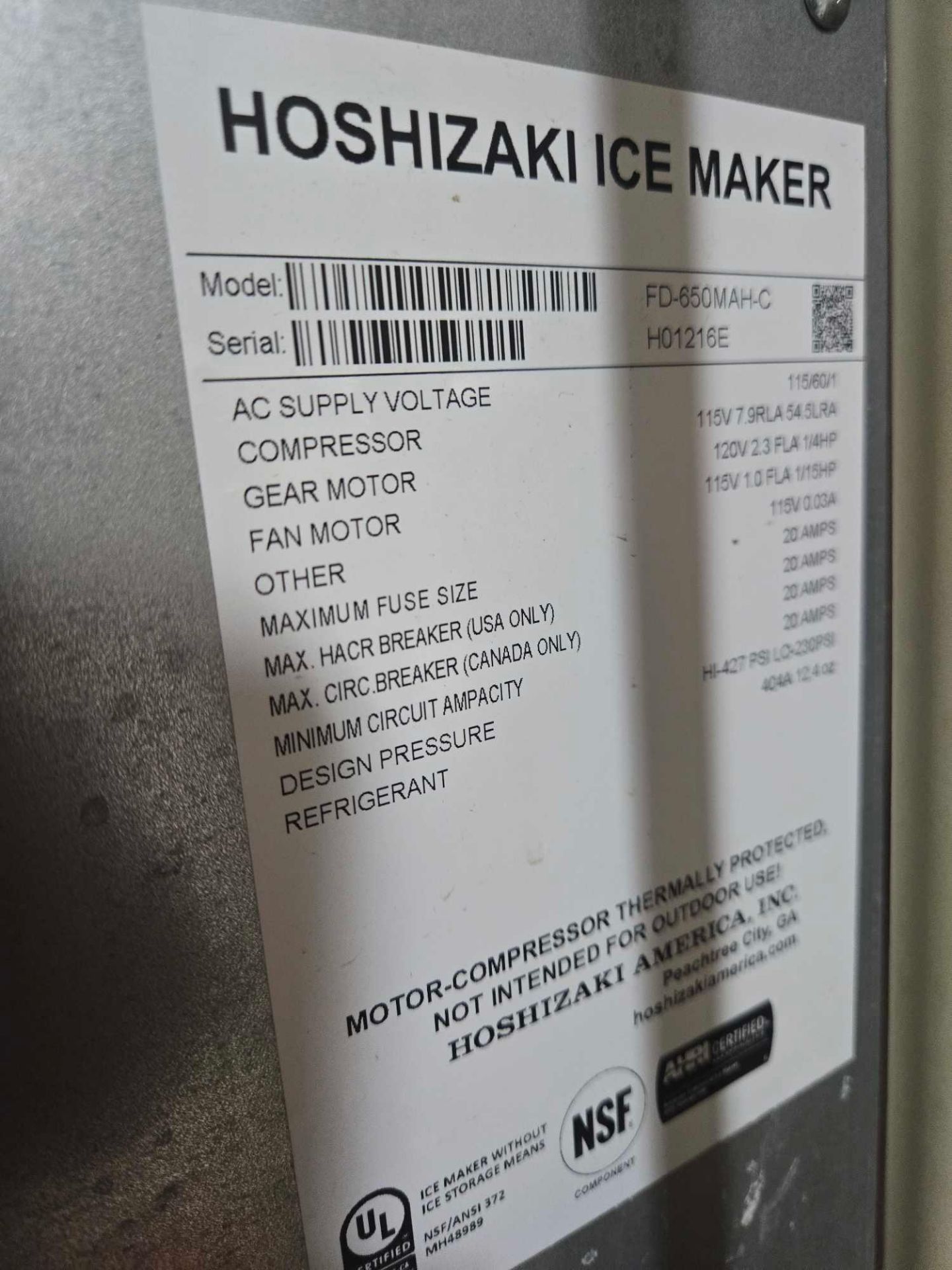 HOSHIZAKI FD-650MAH-C ICE MAKER - Image 9 of 11