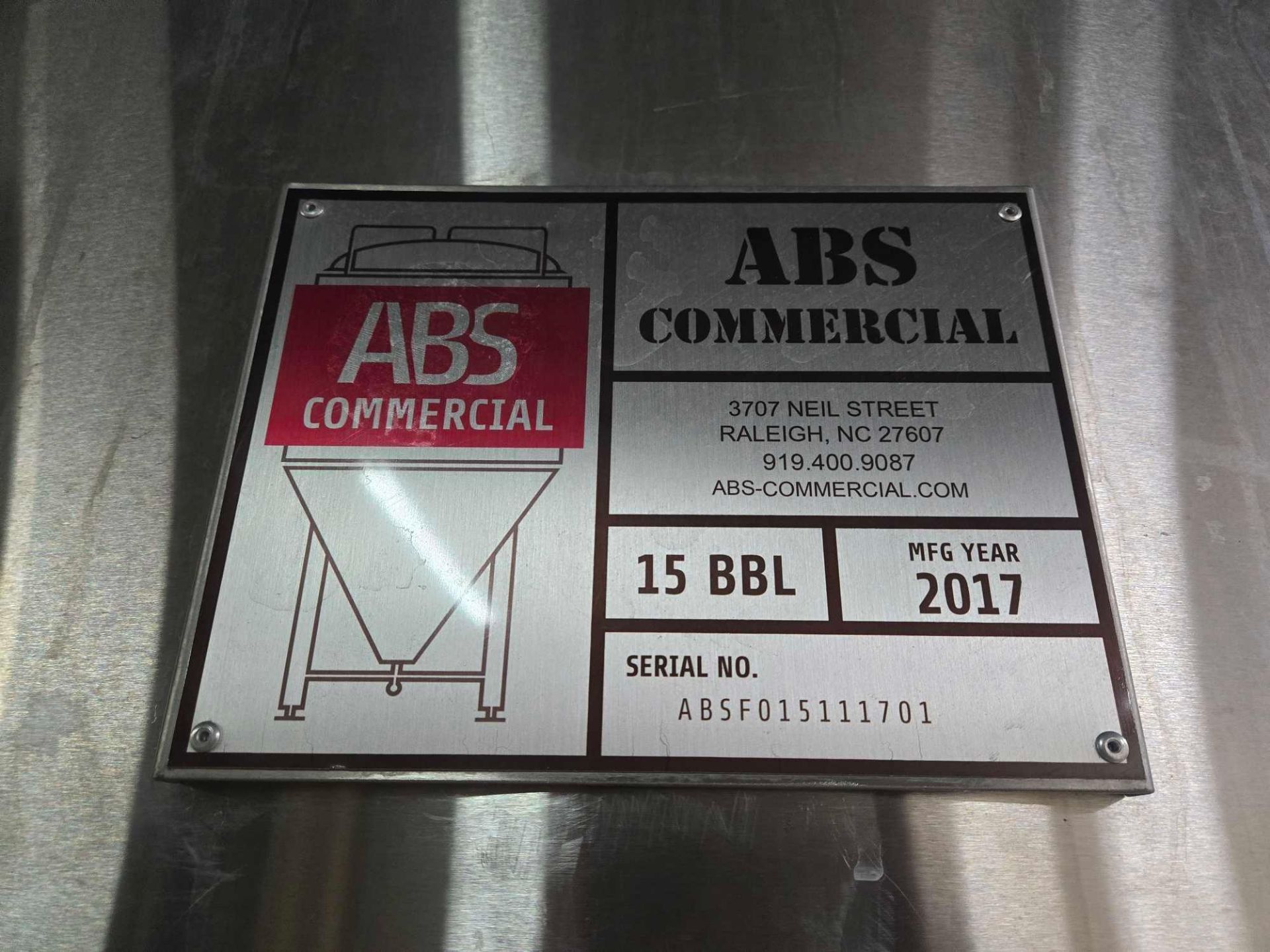 ABS COMMERCIAL15BBL STAINLESS STEEL CONE BOTTOM TANK MFG. 2017 #1 - Image 10 of 10