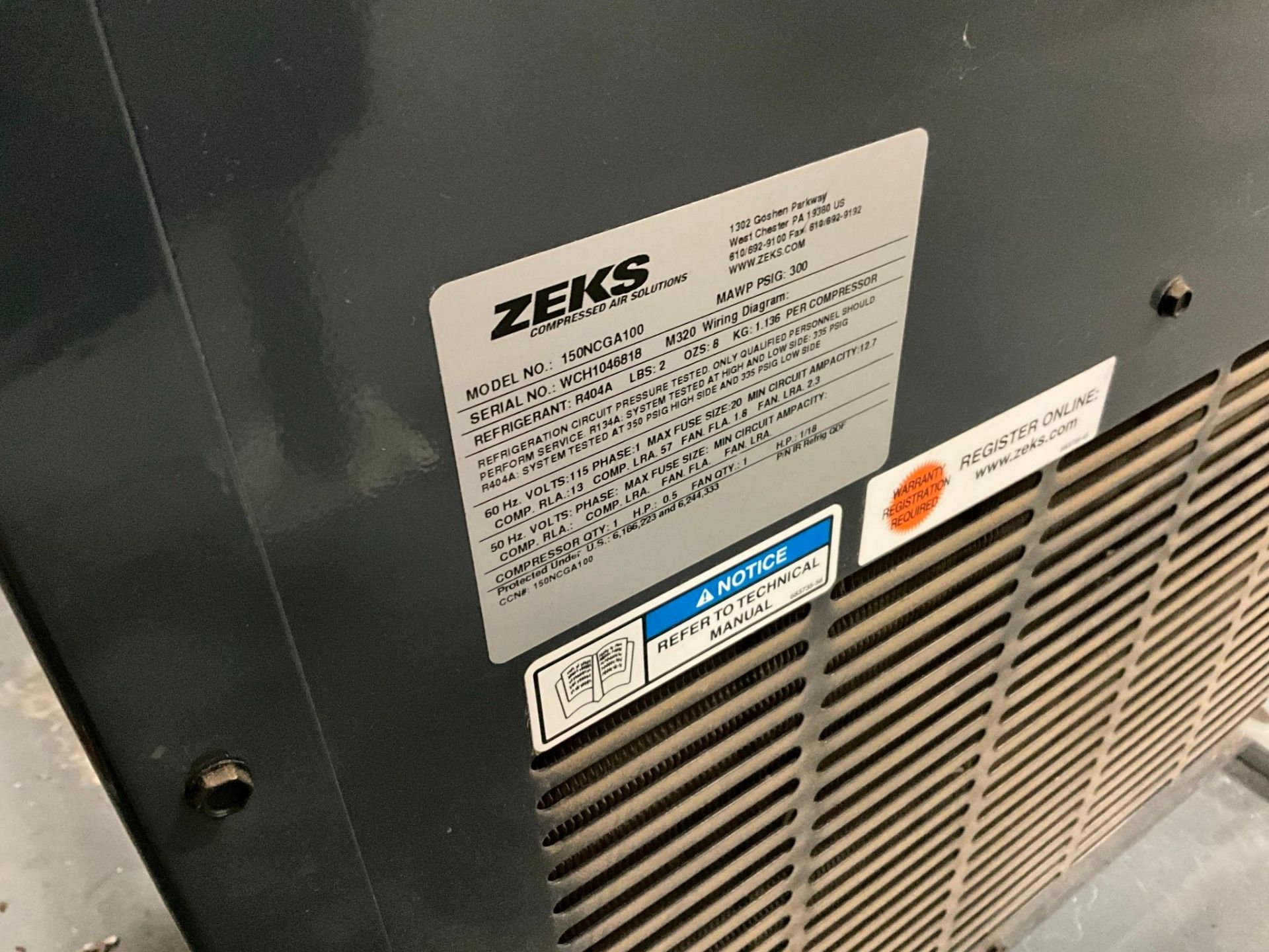 GARDNER DENVER L23-29E AIR COMPRESSOR, 2020 WITH ZEKS AIR DRYER - Image 12 of 12