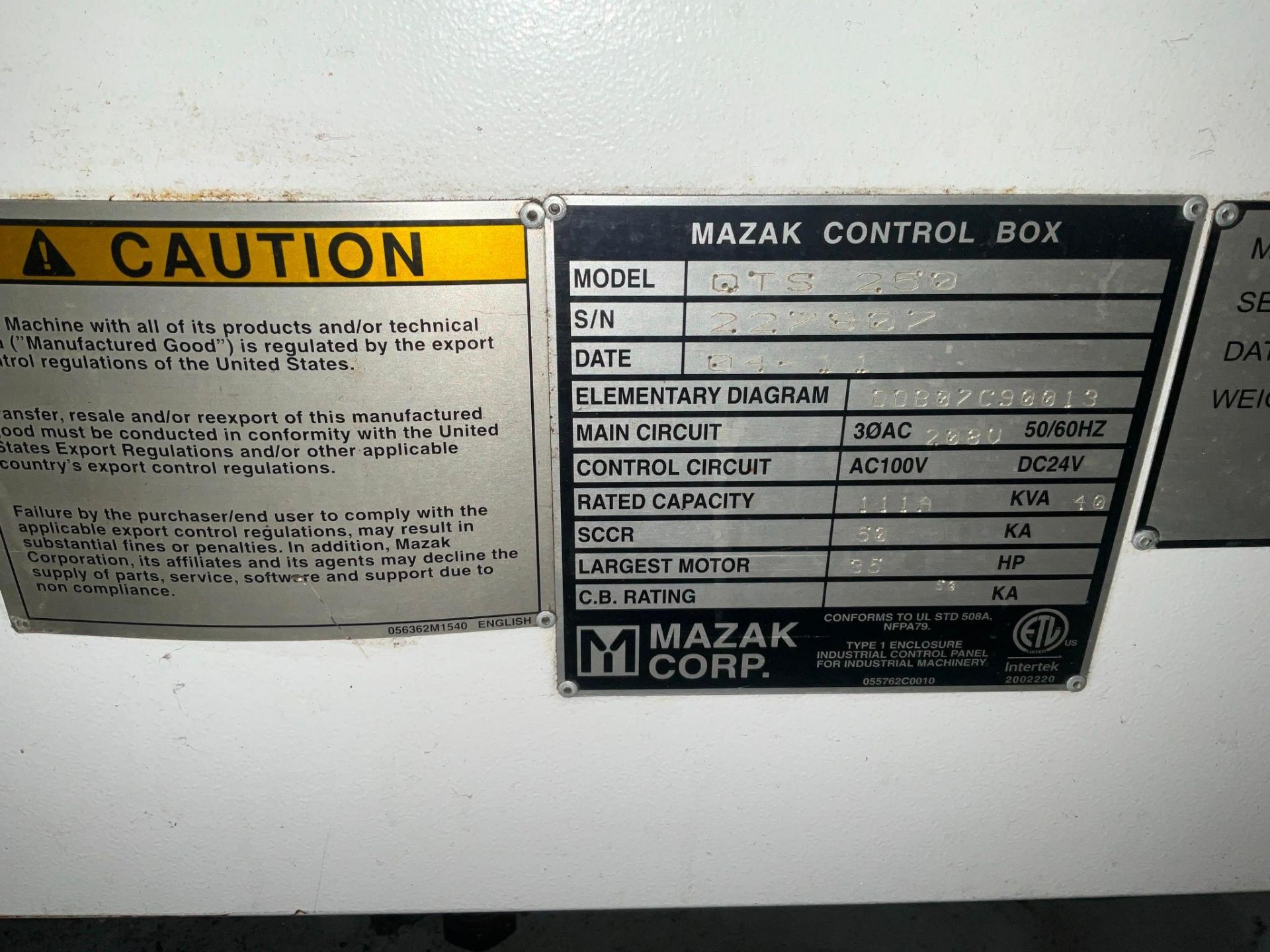 MAZAK QTS-250 LATHE W/ MAZATROL SMART CONTROL , 2011 - Image 16 of 24