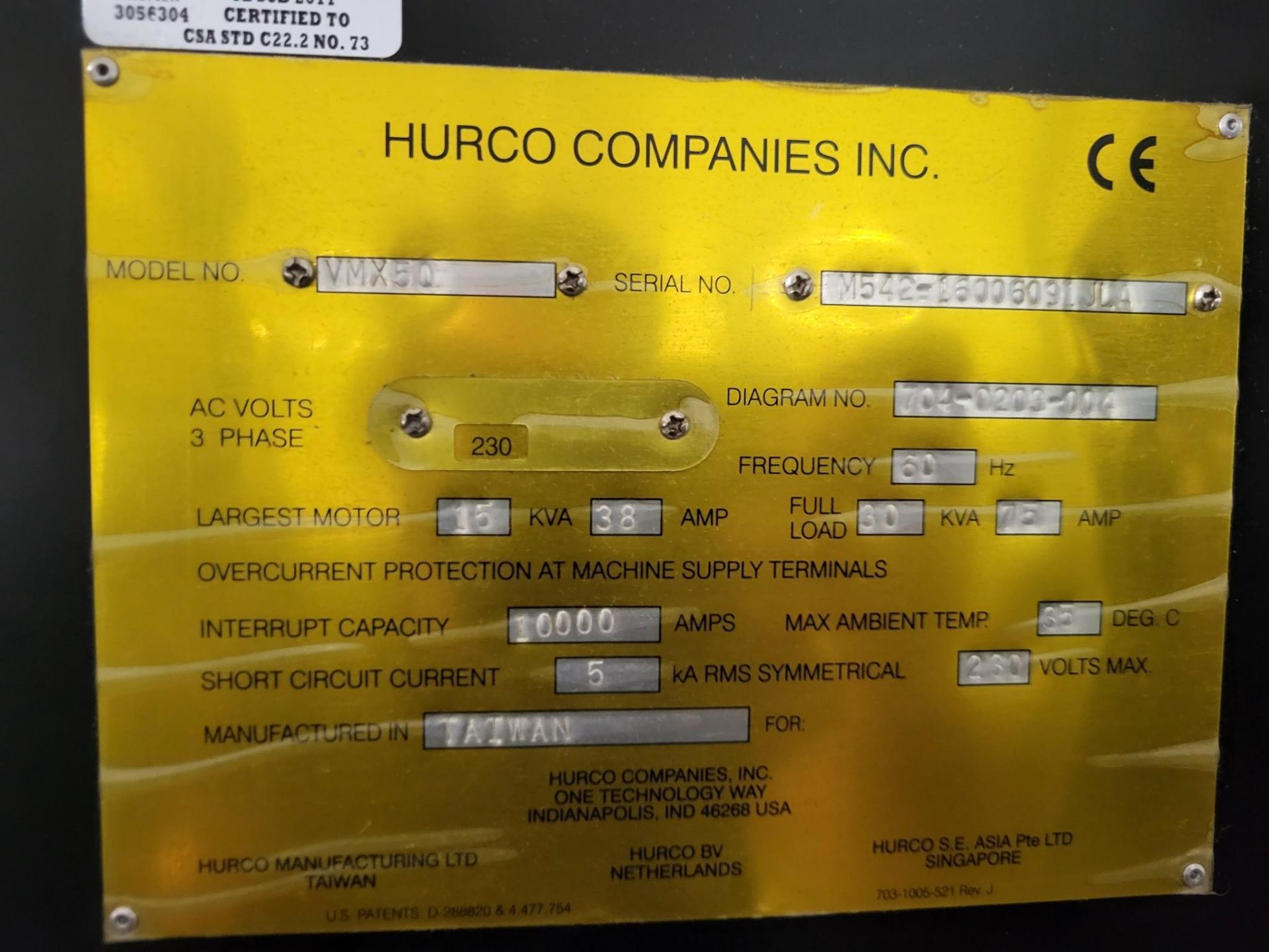 2011 HURCO VMX50 VERTICAL MACHINING CENTER - Image 19 of 19