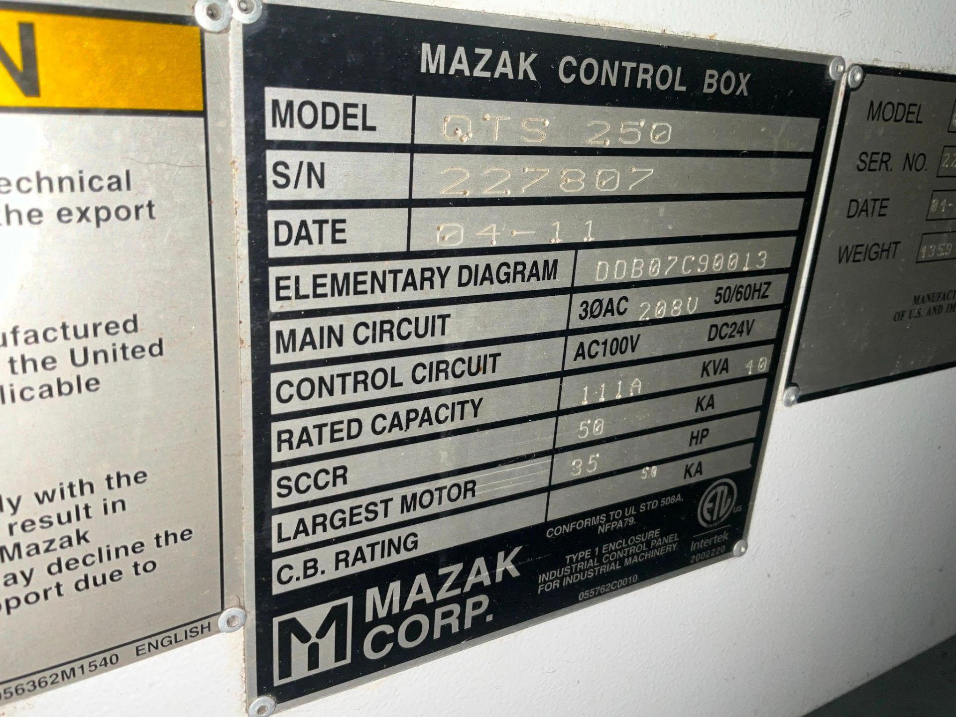 MAZAK QTS-250 LATHE W/ MAZATROL SMART CONTROL , 2011 - Image 18 of 24