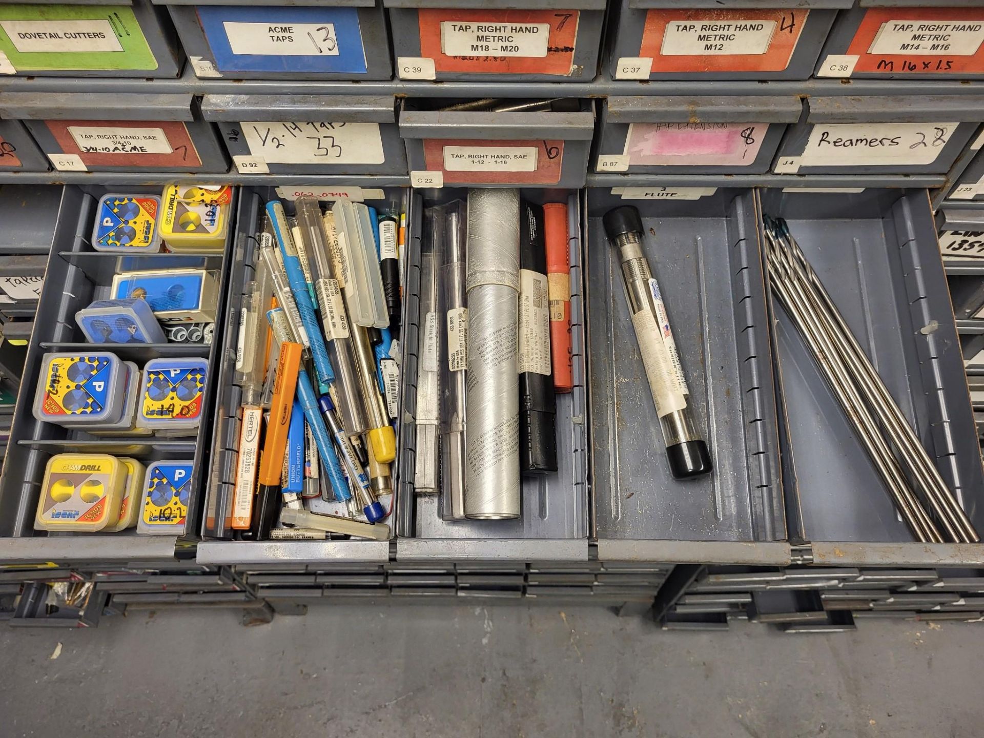 DRILL INDEX LOADED WITH TAPS, REAMERS, END MILLS, AND MORE - Image 13 of 30
