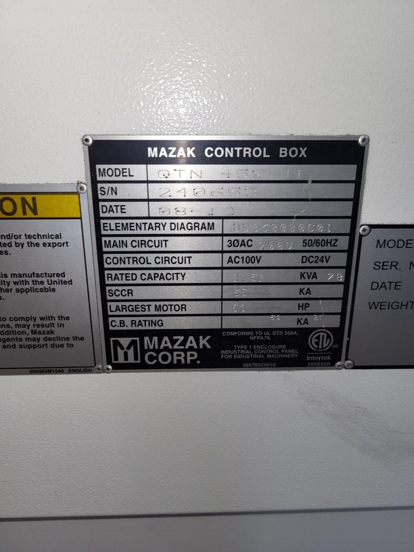 MAZAK QUICK TURN NEXUS 450-II W/ MAZATROL MATRIX NEXUS CONTROL, 2012 - Image 11 of 15