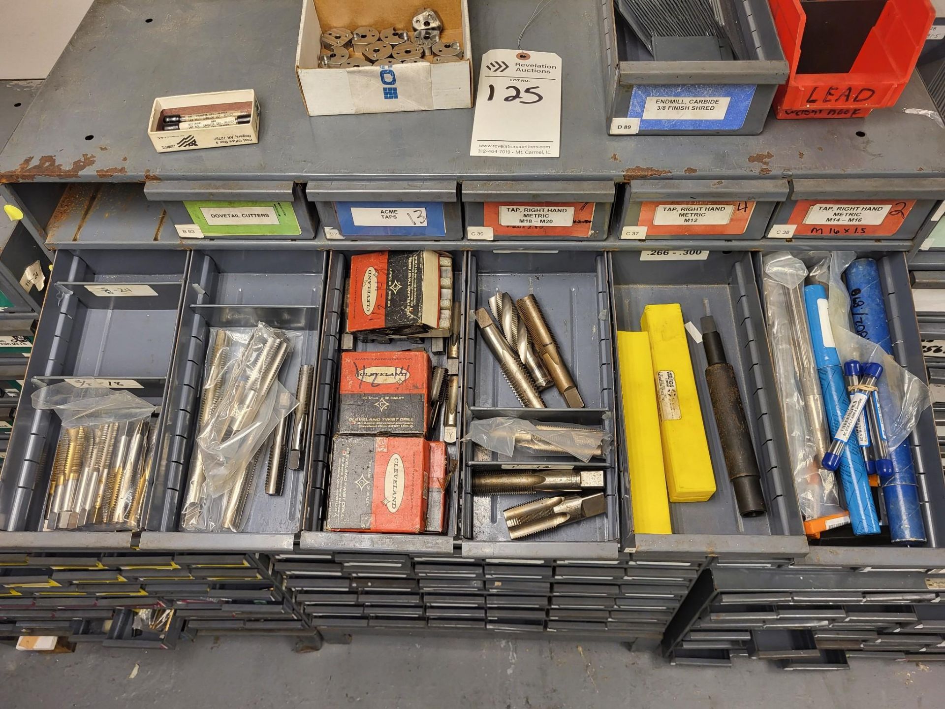 DRILL INDEX LOADED WITH TAPS, REAMERS, END MILLS, AND MORE - Image 3 of 30