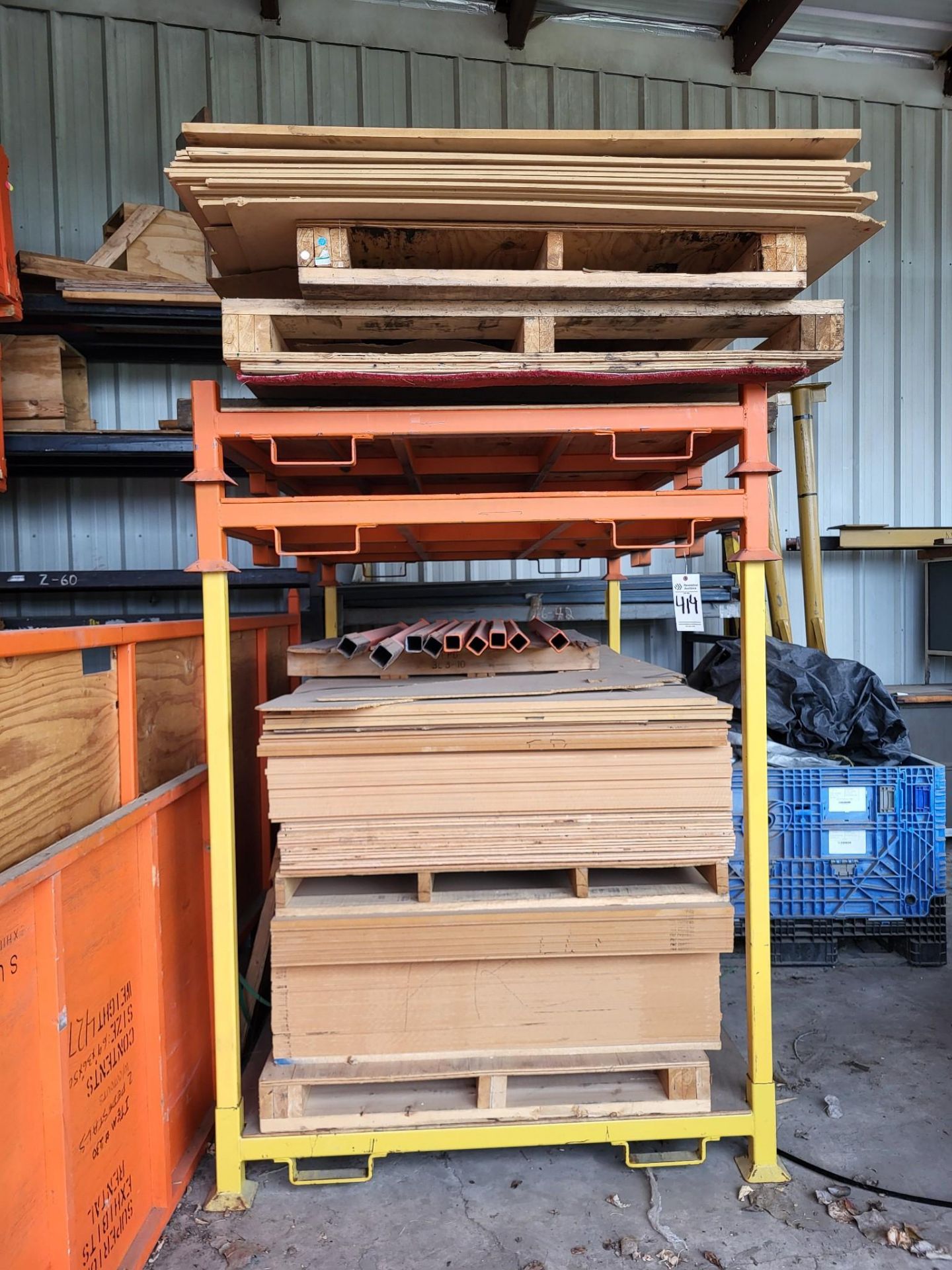 LARGE LOT OF MDF MATERIAL, WITH MATERIAL STORAGE RACK - Image 2 of 8