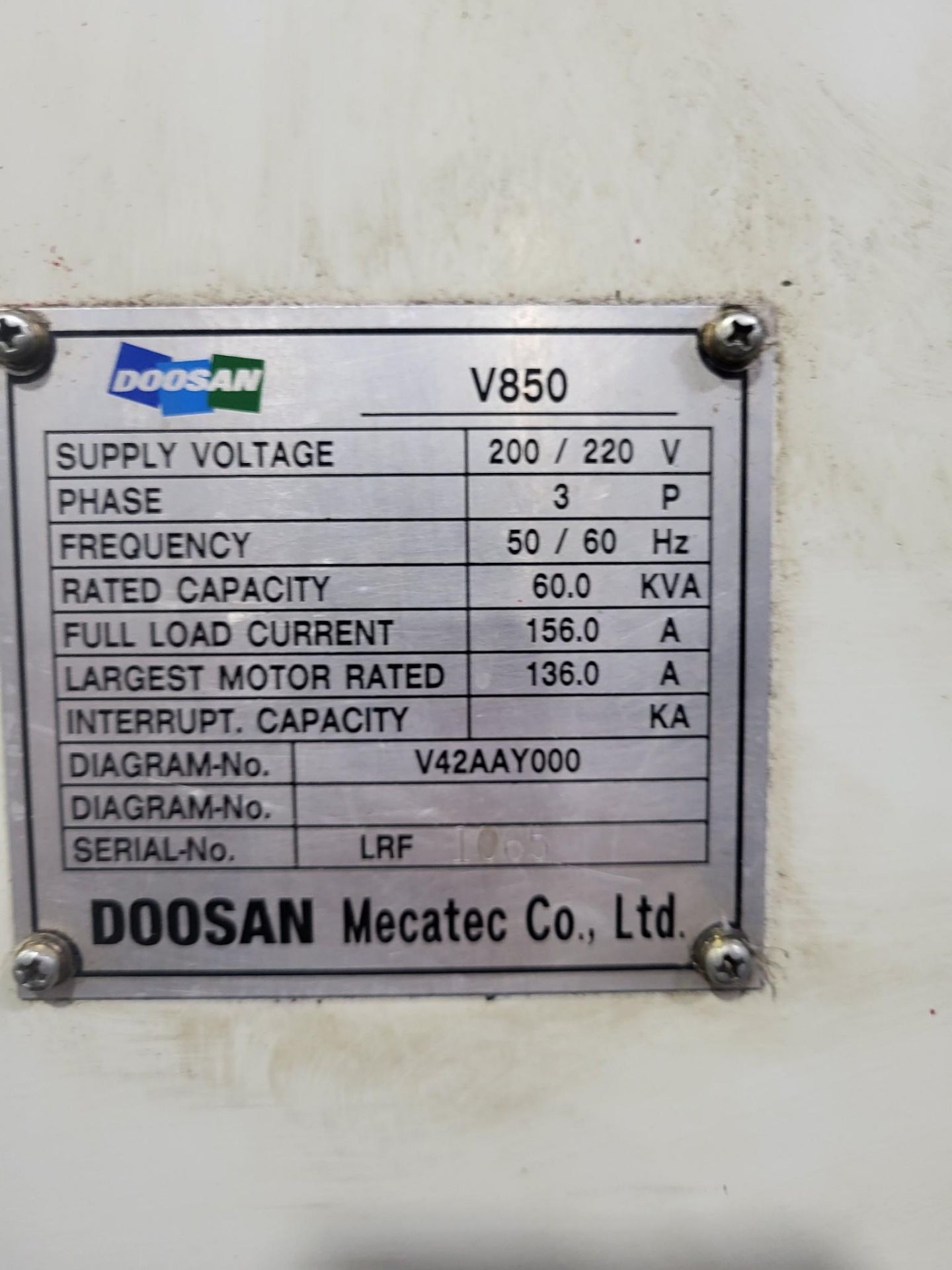2004 DOOSAN V850 CNC VTL WITH 24" CHUCK - Image 9 of 28