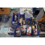 (9) SMALL TOTES OF ASSORTED WELDING SUPPLIES