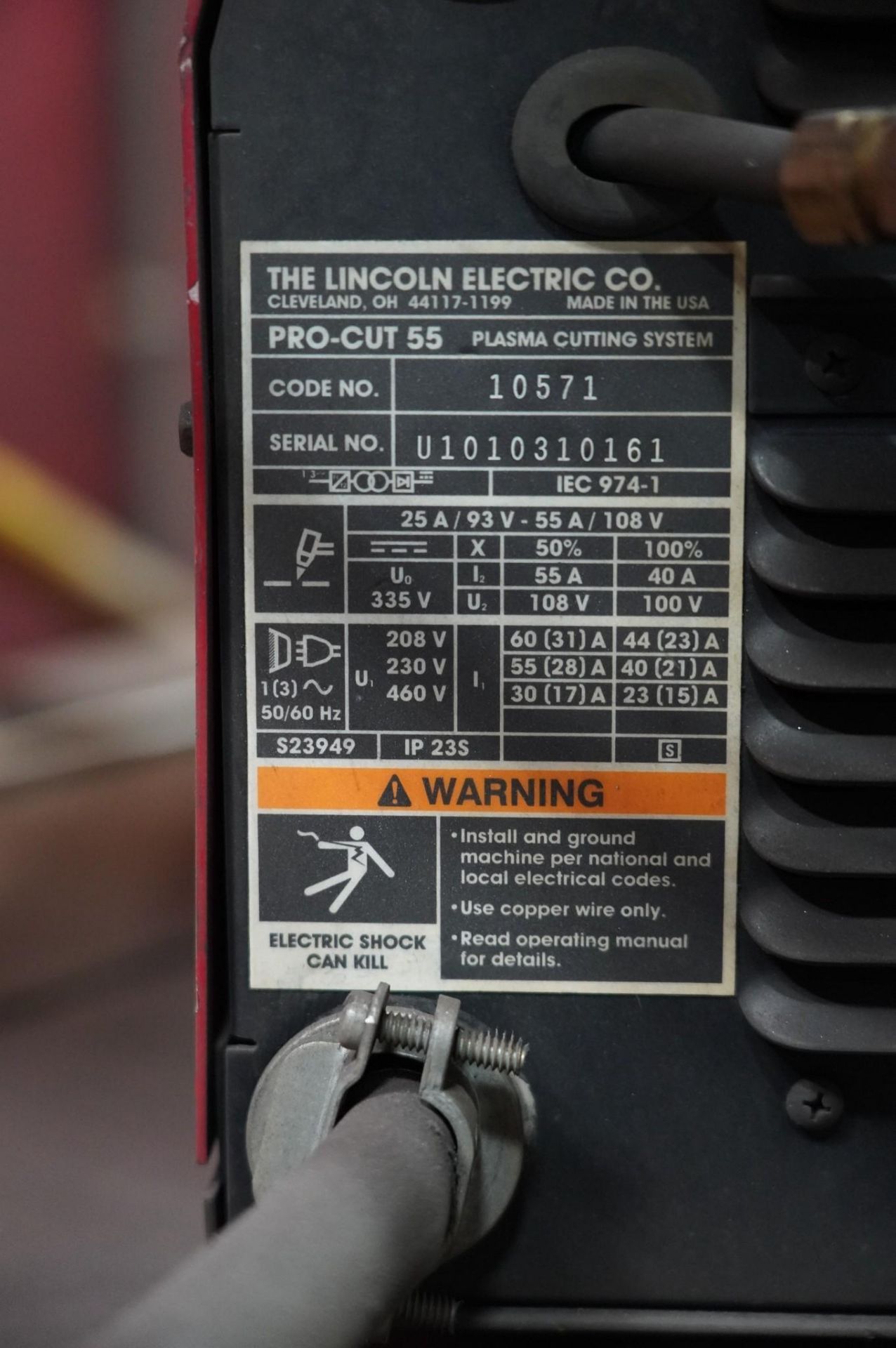 LINCOLN ELECTRIC PRO CUT 55 PLASMA CUTTER - Bild 5 aus 9