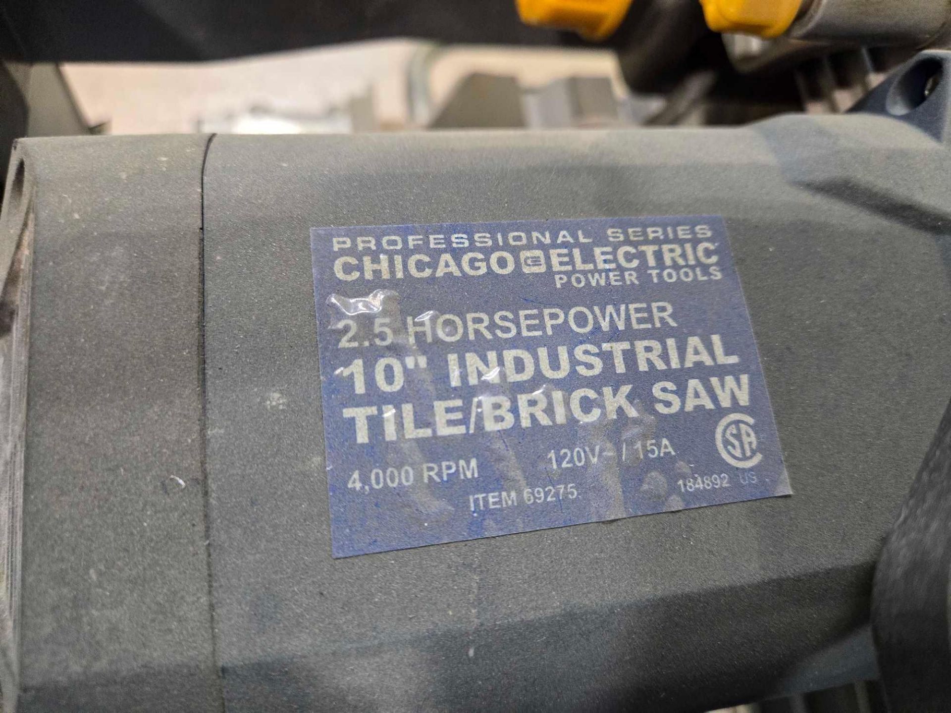 PROFESSIONAL SERIES CHICAGO ELECTRIC 2.5HP 10” INDUSTRIAL TILE/BRICK SAW - Bild 9 aus 9