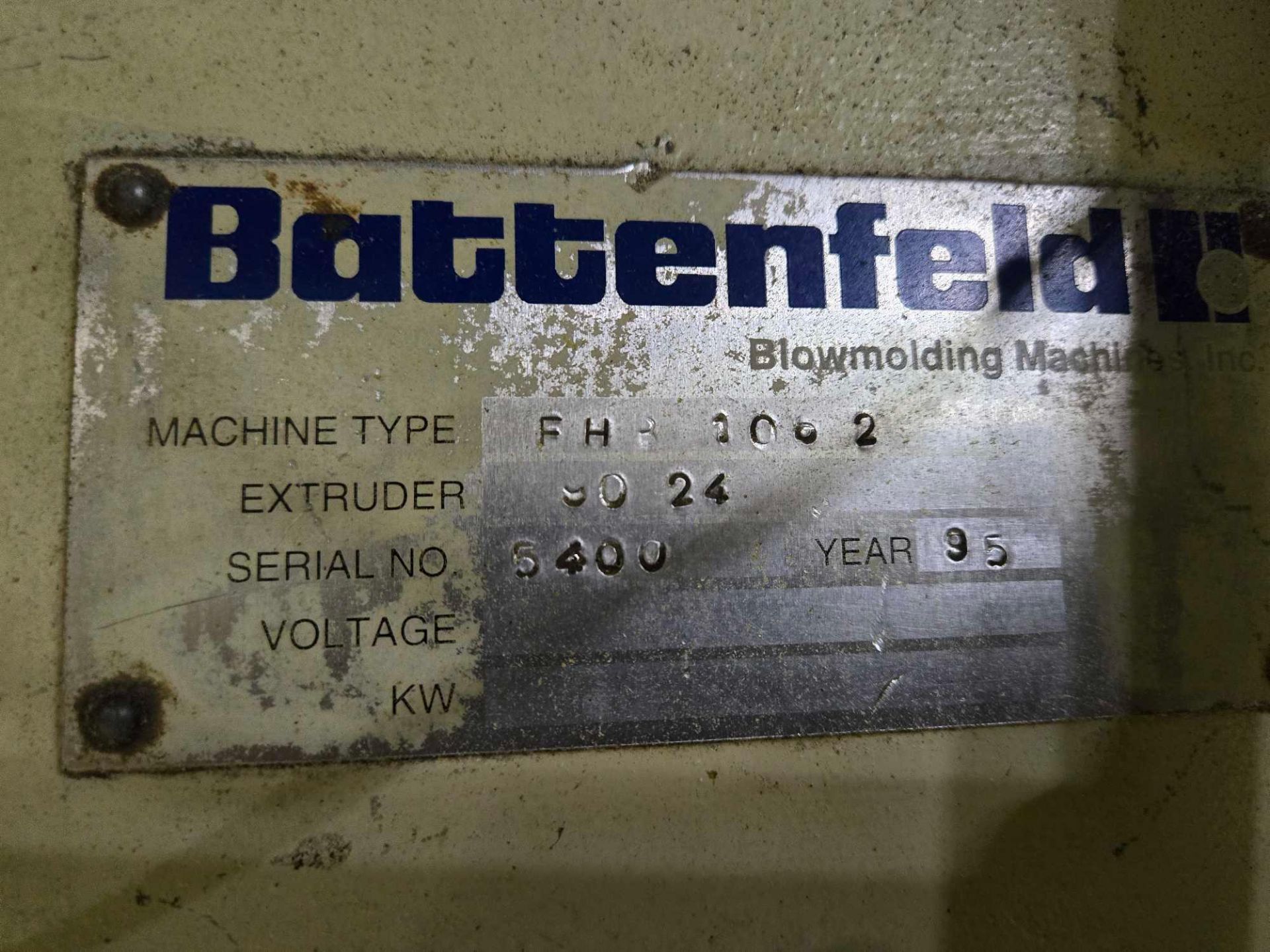 BATTENFELD FISHER MODEL FH8-1062 DAUL HEAD PARISON 90 MM EXTRUDER BLOW MOLDING MACHINE, MFG 1995 - Bild 29 aus 37