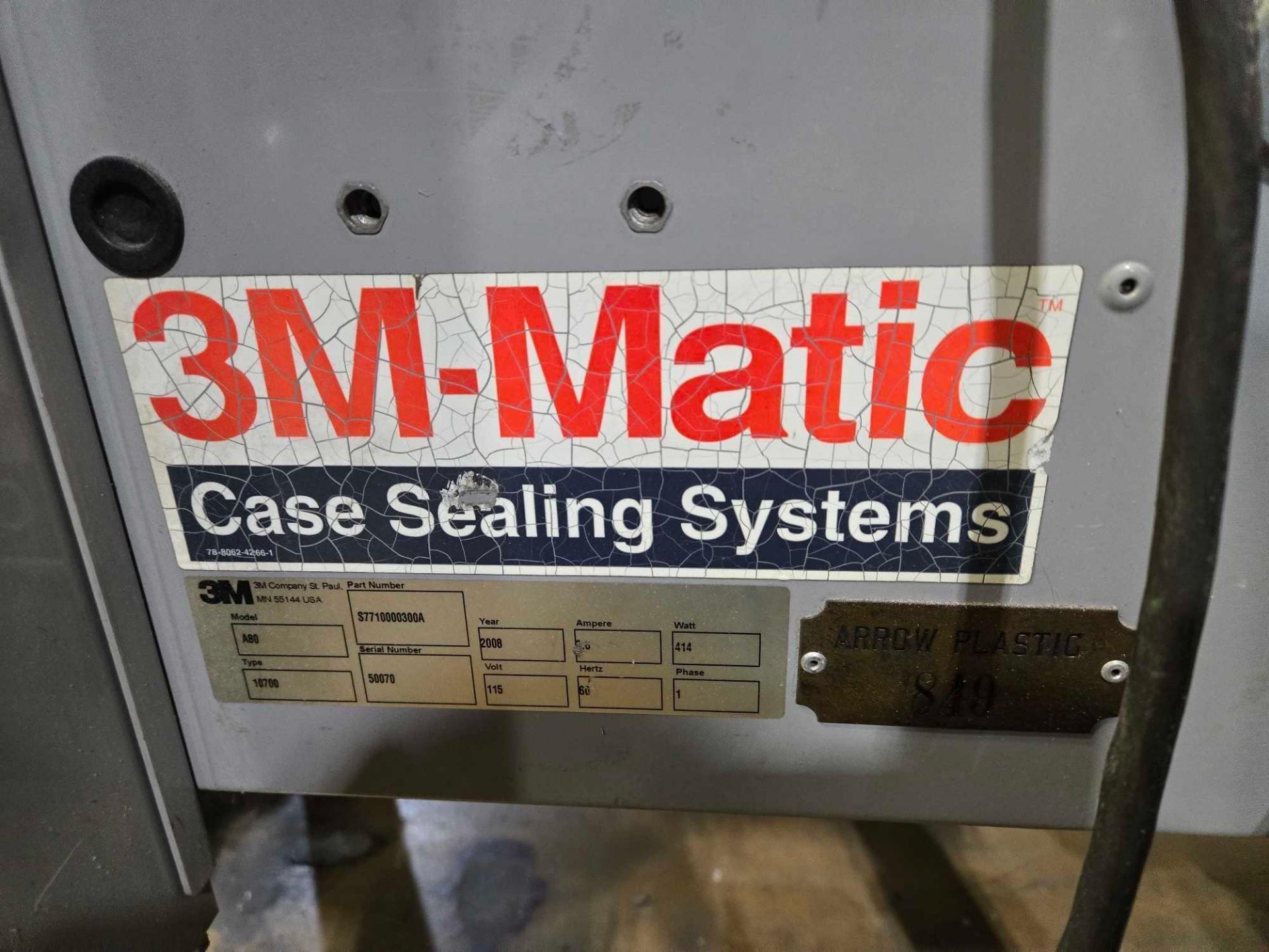 3M-MATIC A80 CASE SEALING SYSTEM MFG. 2008 SN: 50070 - Image 11 of 12